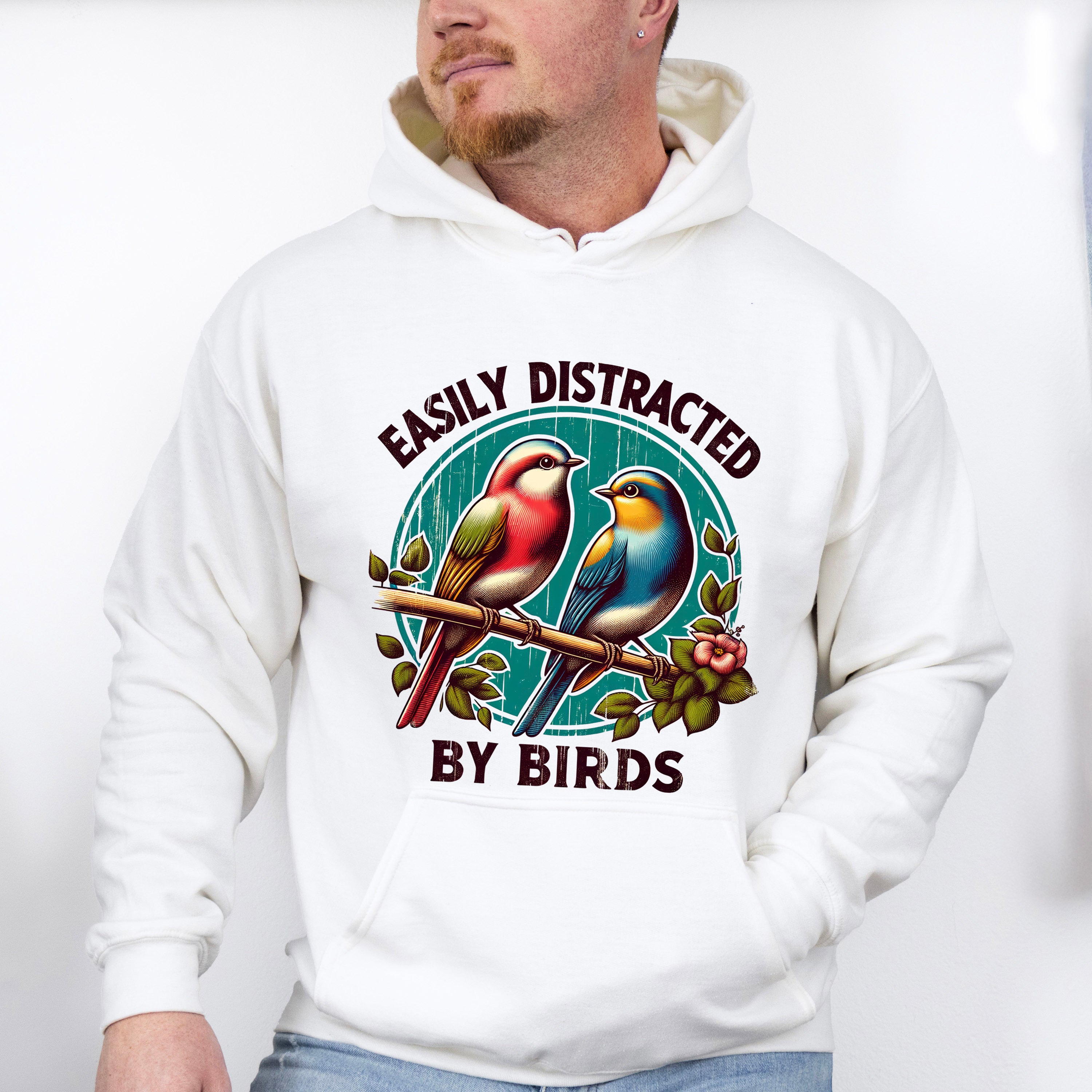 Easily Distracted By Birds Colorful Design - Birds Unisex Crewneck T-Shirt Sweatshirt Hoodie