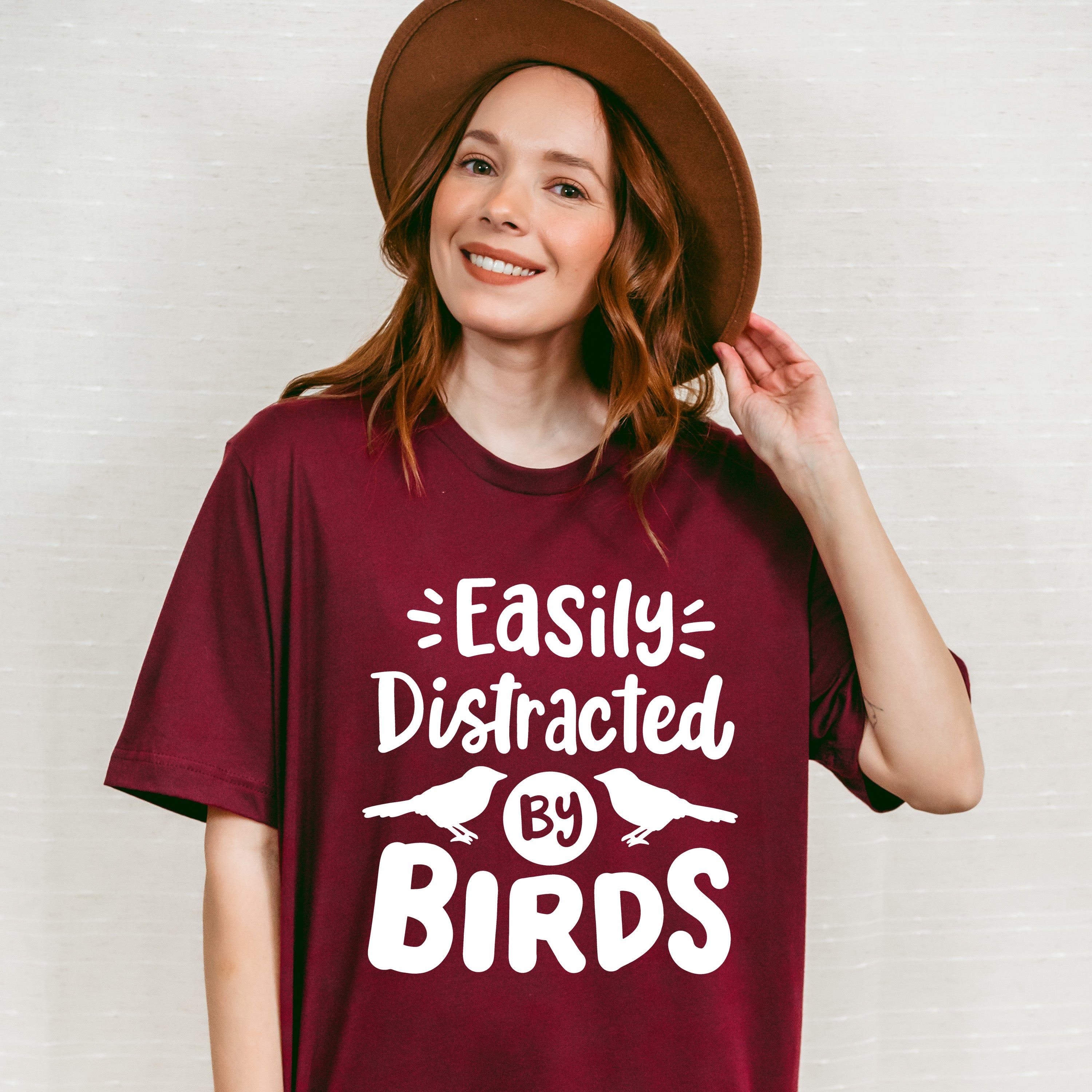 Easily Distracted By Birds Two Birds Design - Birds Unisex Crewneck T-Shirt Sweatshirt Hoodie