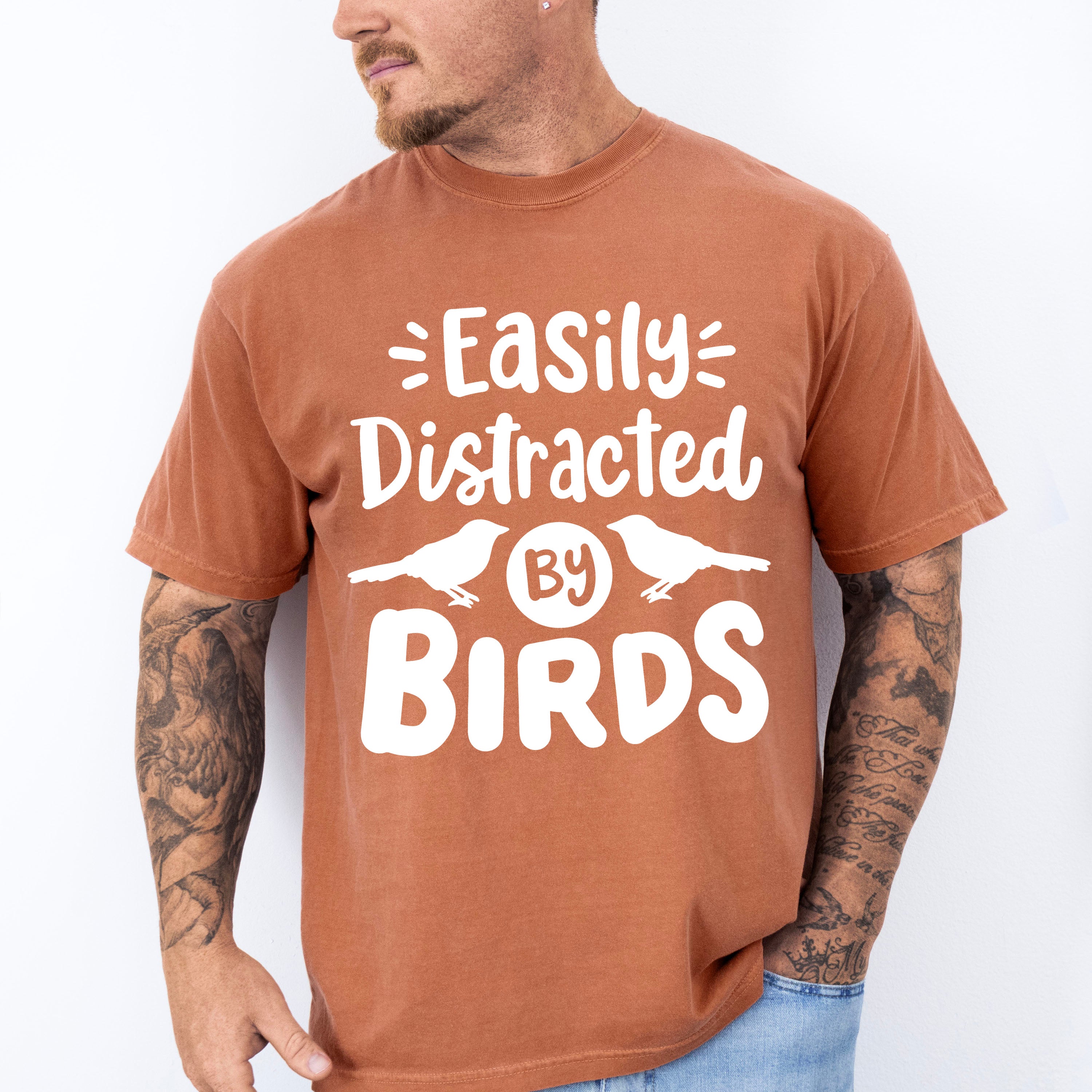 Easily Distracted By Birds Two Birds Design - Birds Unisex Crewneck T-Shirt Sweatshirt Hoodie