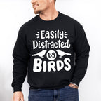 Easily Distracted By Birds Two Birds Design - Birds Unisex Crewneck T-Shirt Sweatshirt Hoodie