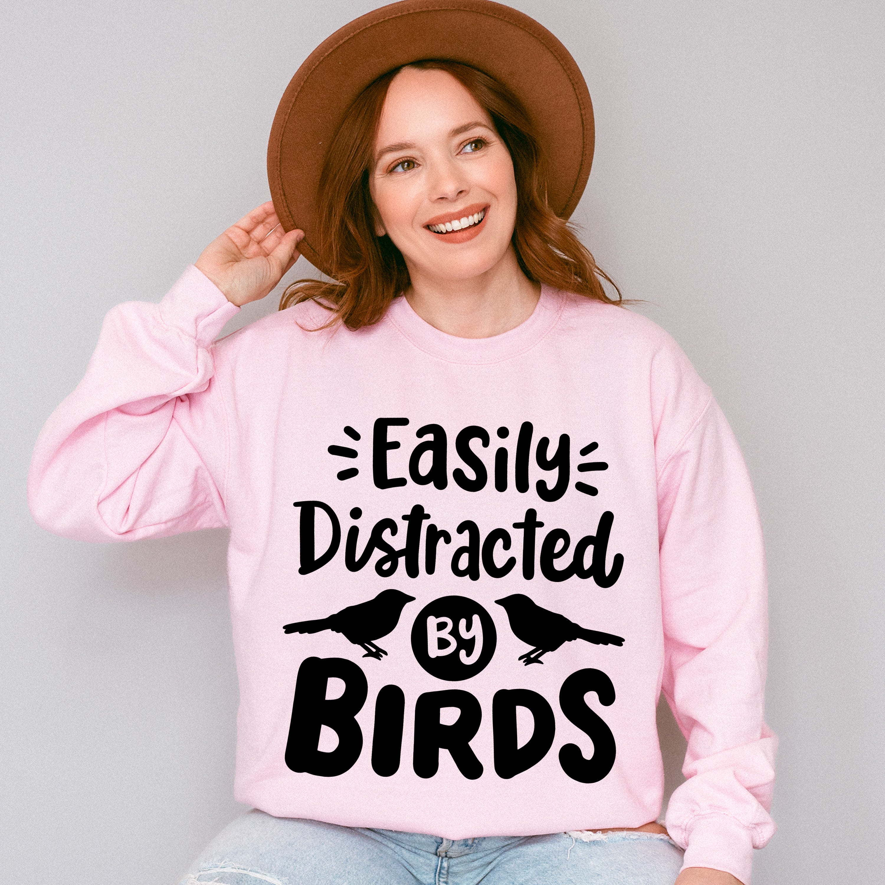 Easily Distracted By Birds Two Birds Design - Birds Unisex Crewneck T-Shirt Sweatshirt Hoodie
