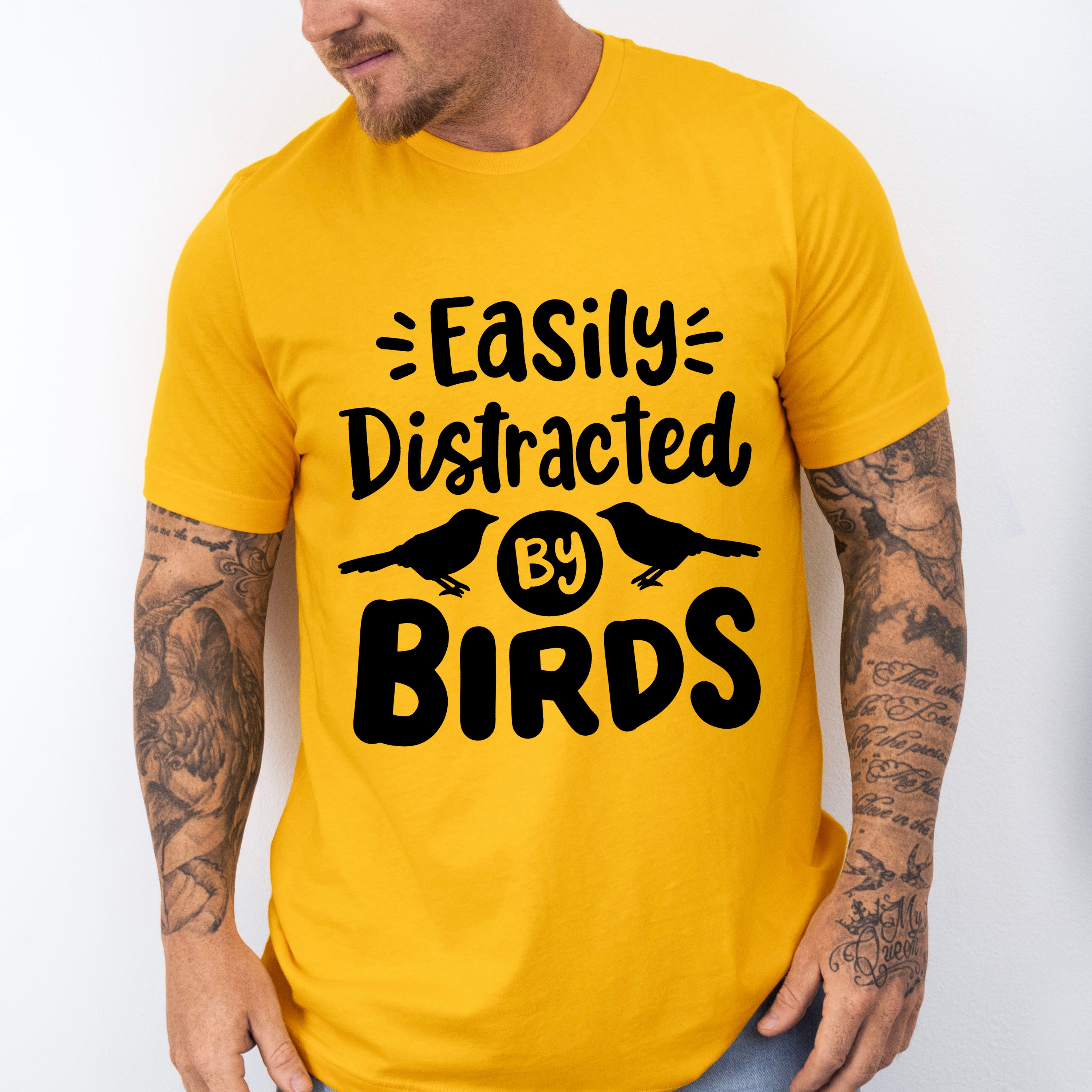 Easily Distracted By Birds Two Birds Design - Birds Unisex Crewneck T-Shirt Sweatshirt Hoodie