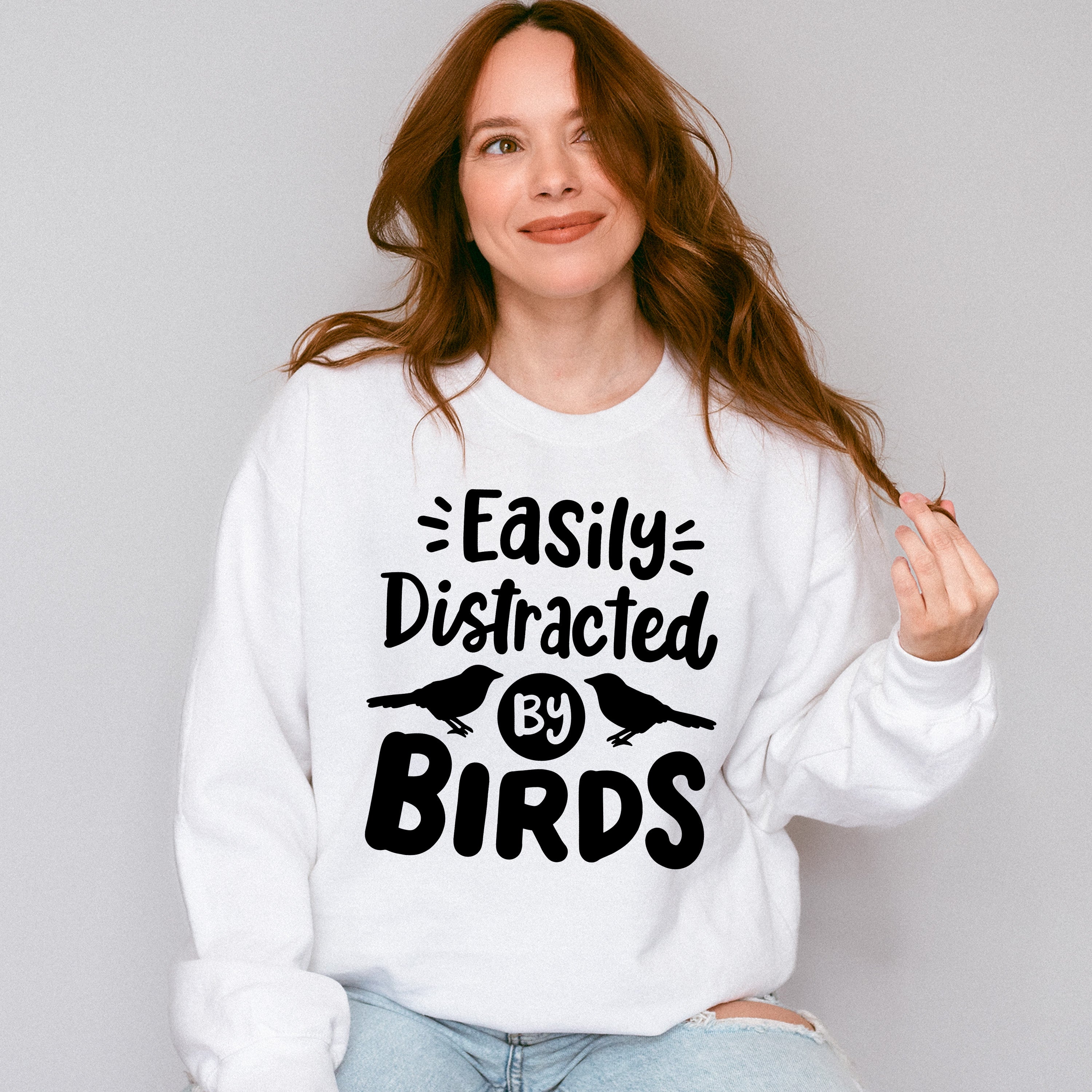 Easily Distracted By Birds Two Birds Design - Birds Unisex Crewneck T-Shirt Sweatshirt Hoodie