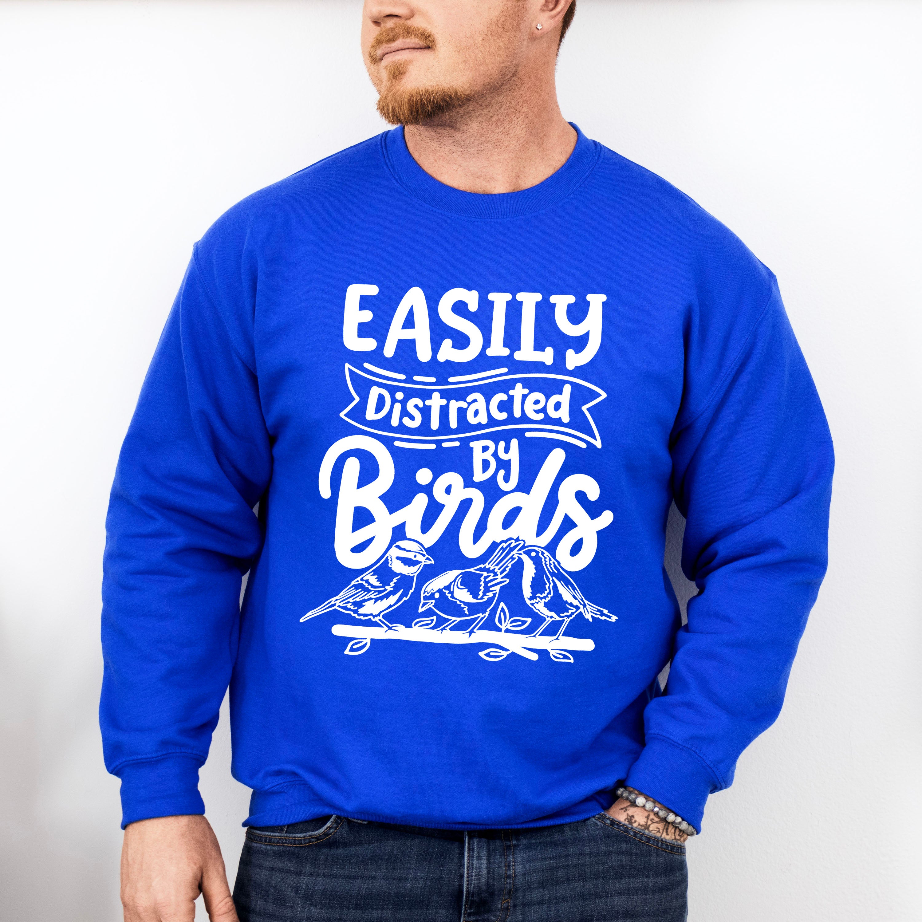 Easily Distracted By Birds Three Birds Design - Birds Unisex Crewneck T-Shirt Sweatshirt Hoodie