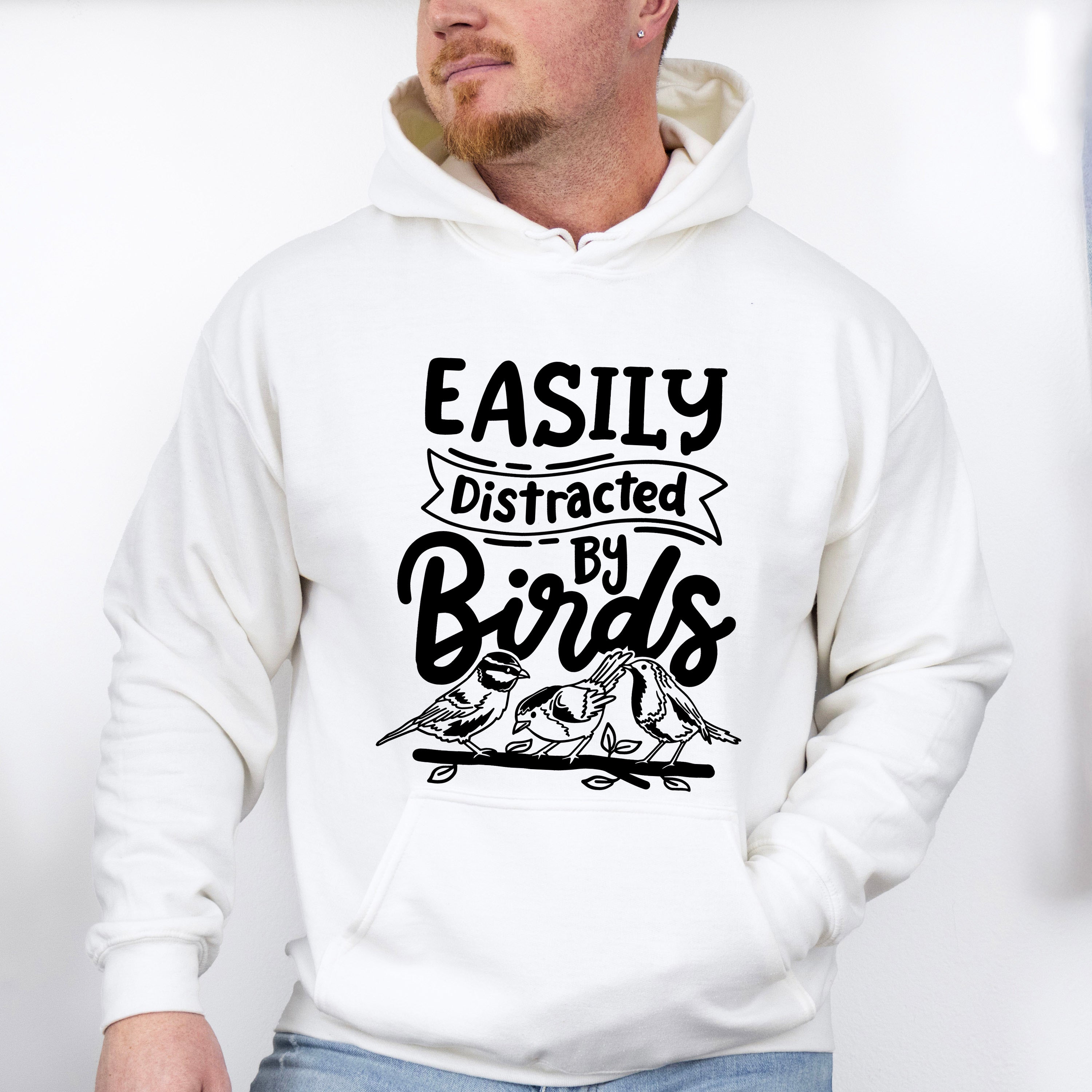 Easily Distracted By Birds Three Birds Design - Birds Unisex Crewneck T-Shirt Sweatshirt Hoodie