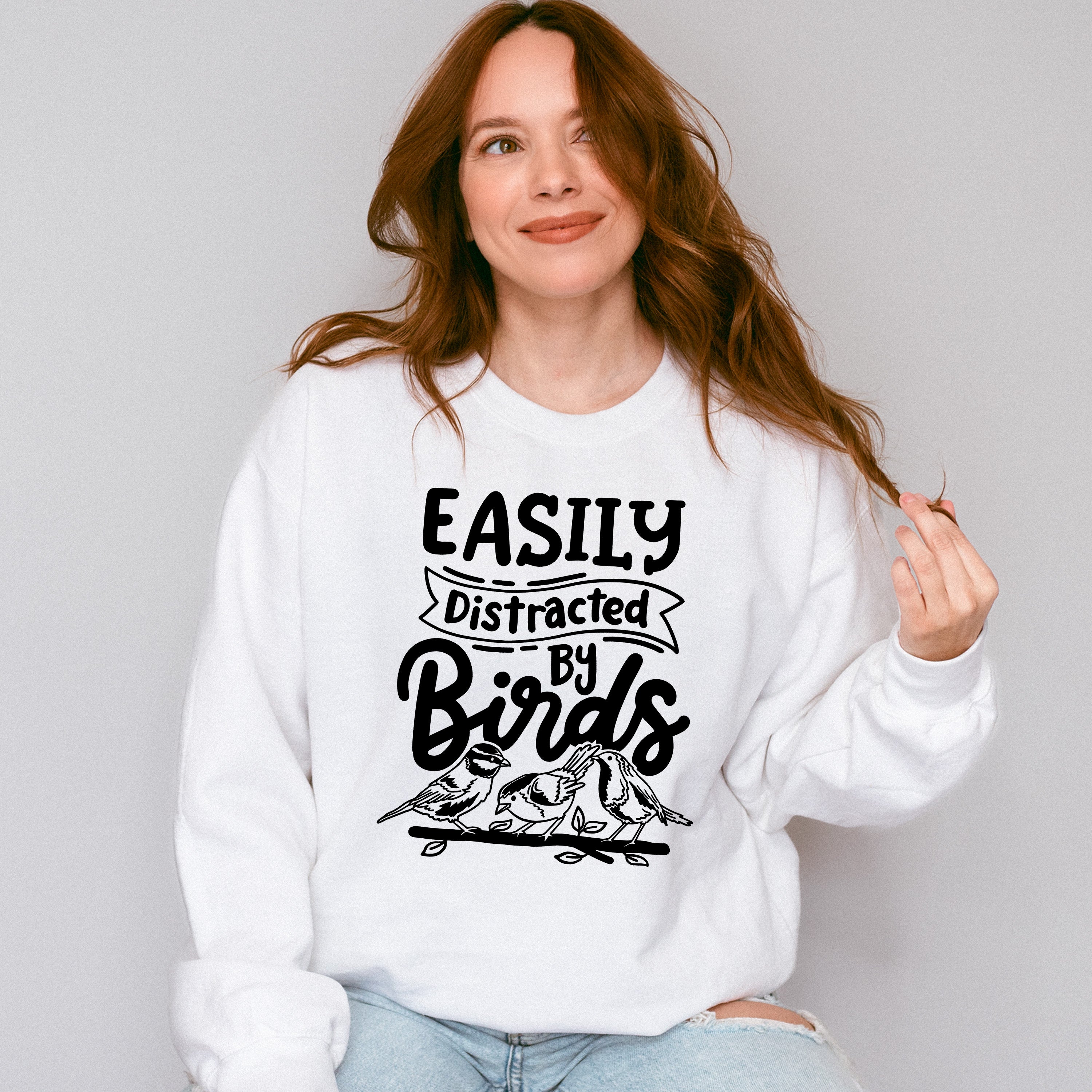 Easily Distracted By Birds Three Birds Design - Birds Unisex Crewneck T-Shirt Sweatshirt Hoodie