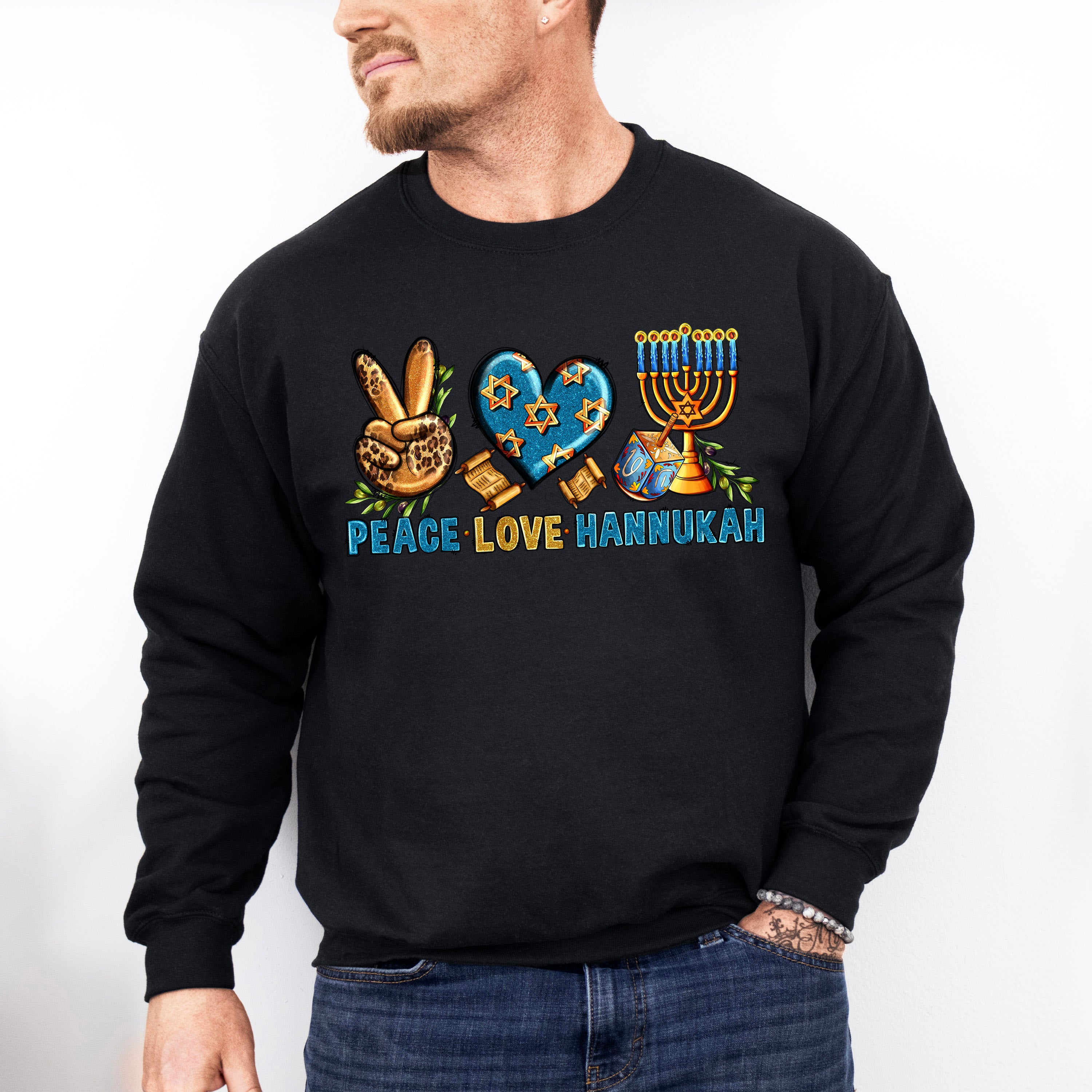 Peace Love Hanukkah - Hanukka Unisex Crewneck T-Shirt Sweatshirt Hoodie