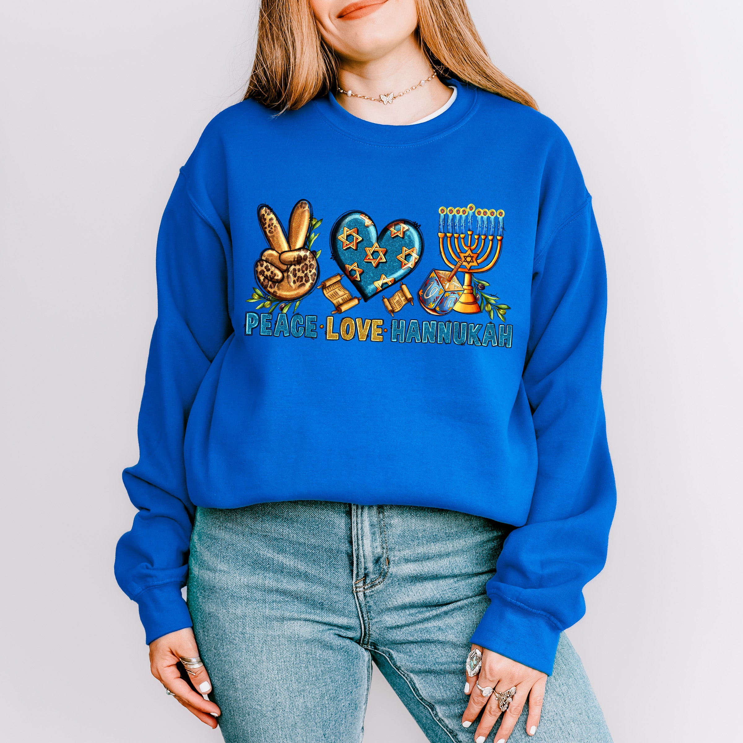 Peace Love Hanukkah - Hanukka Unisex Crewneck T-Shirt Sweatshirt Hoodie