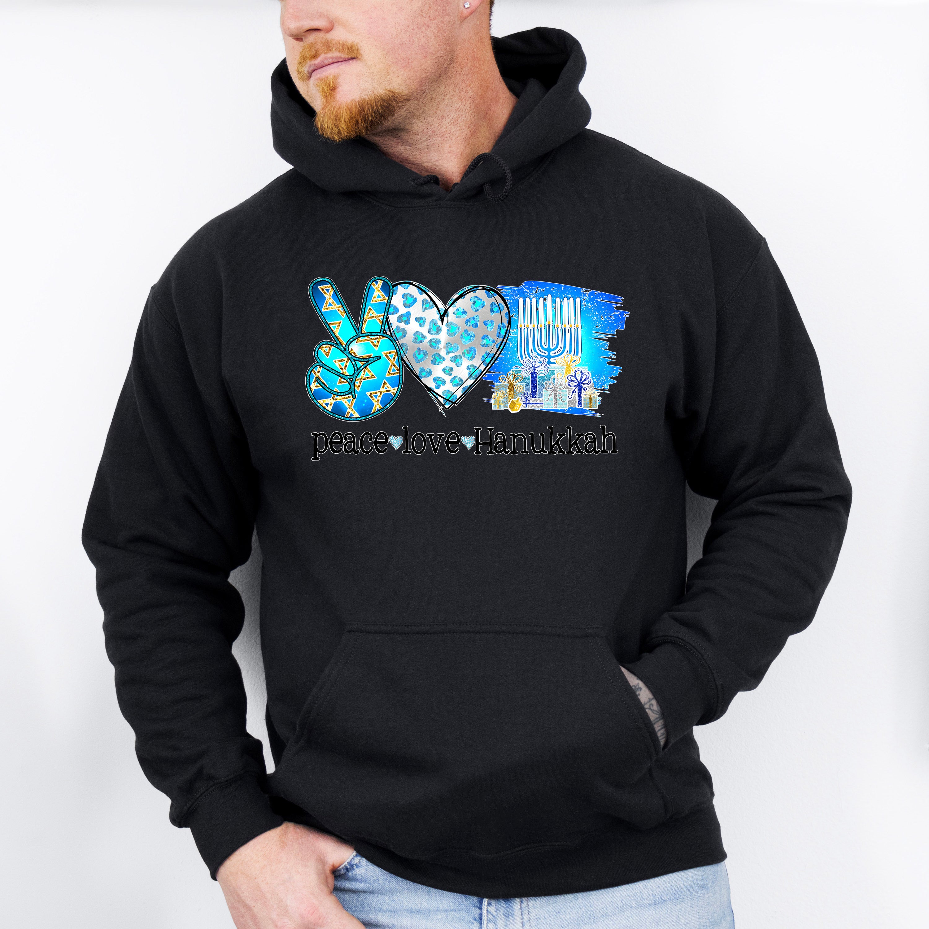 Peace Love Hanukkah Design - Hanukka Unisex Crewneck T-Shirt Sweatshirt Hoodie
