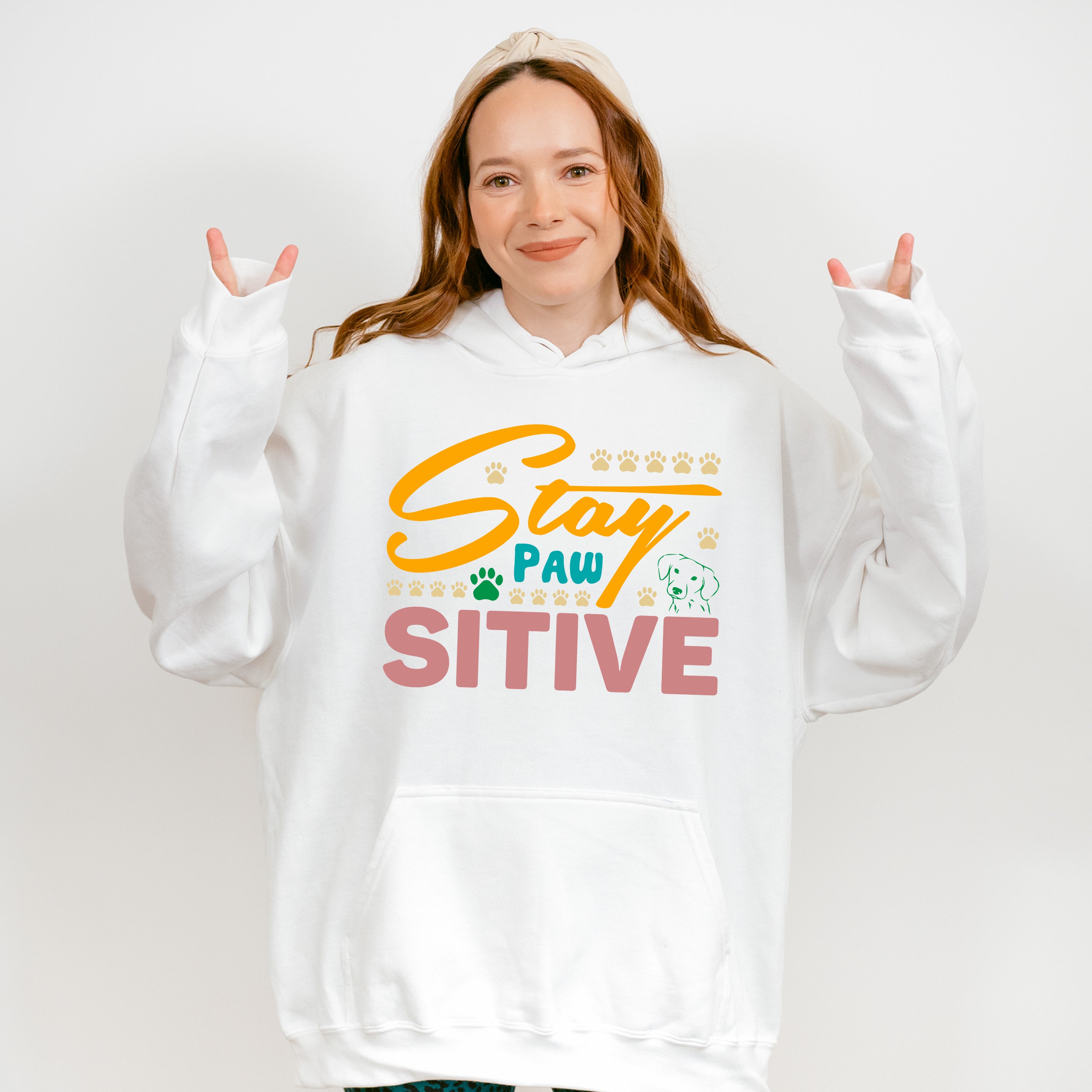 Stay Pawsitive Paw Design - Dogs Unisex Crewneck T-Shirt Sweatshirt Hoodie
