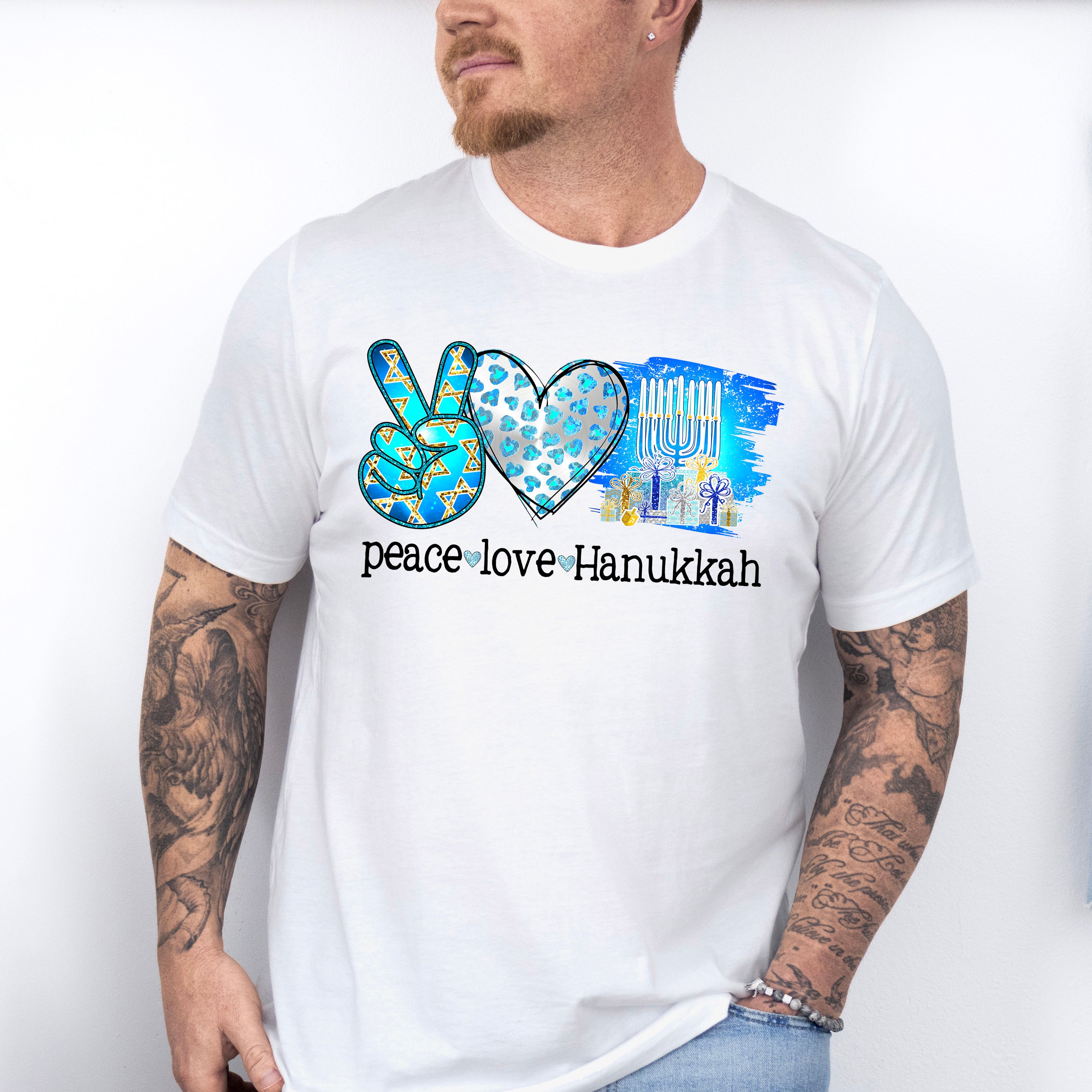 Peace Love Hanukkah Design - Hanukka Unisex Crewneck T-Shirt Sweatshirt Hoodie
