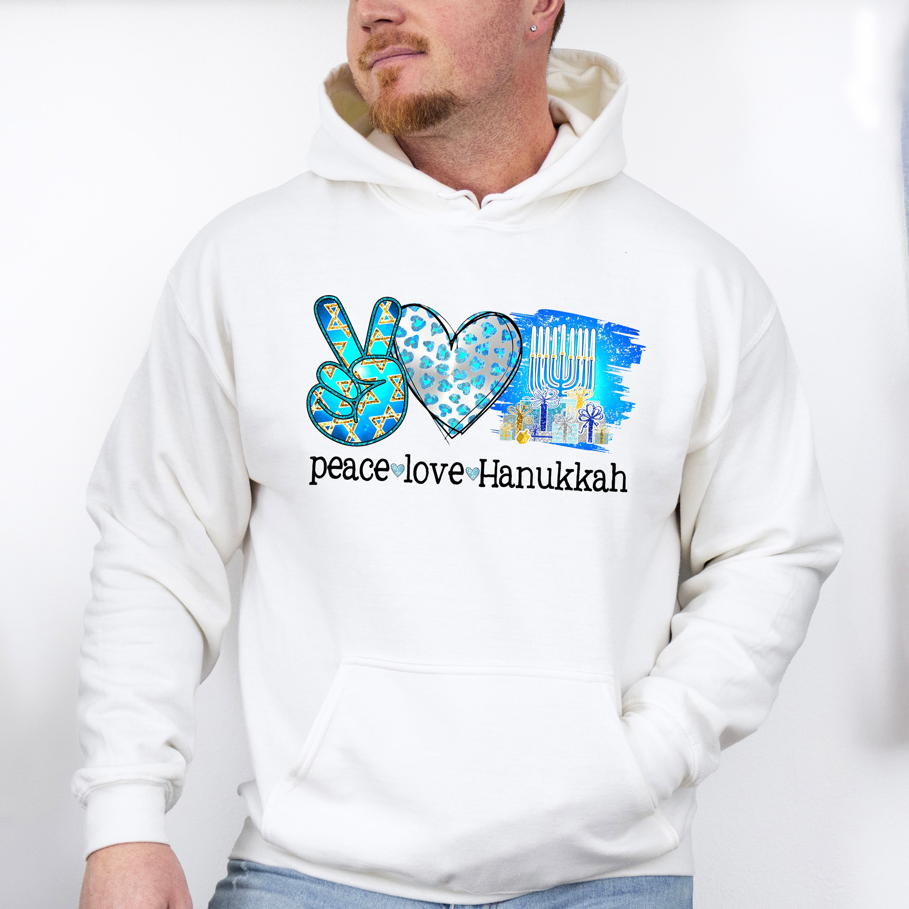 Peace Love Hanukkah Design - Hanukka Unisex Crewneck T-Shirt Sweatshirt Hoodie