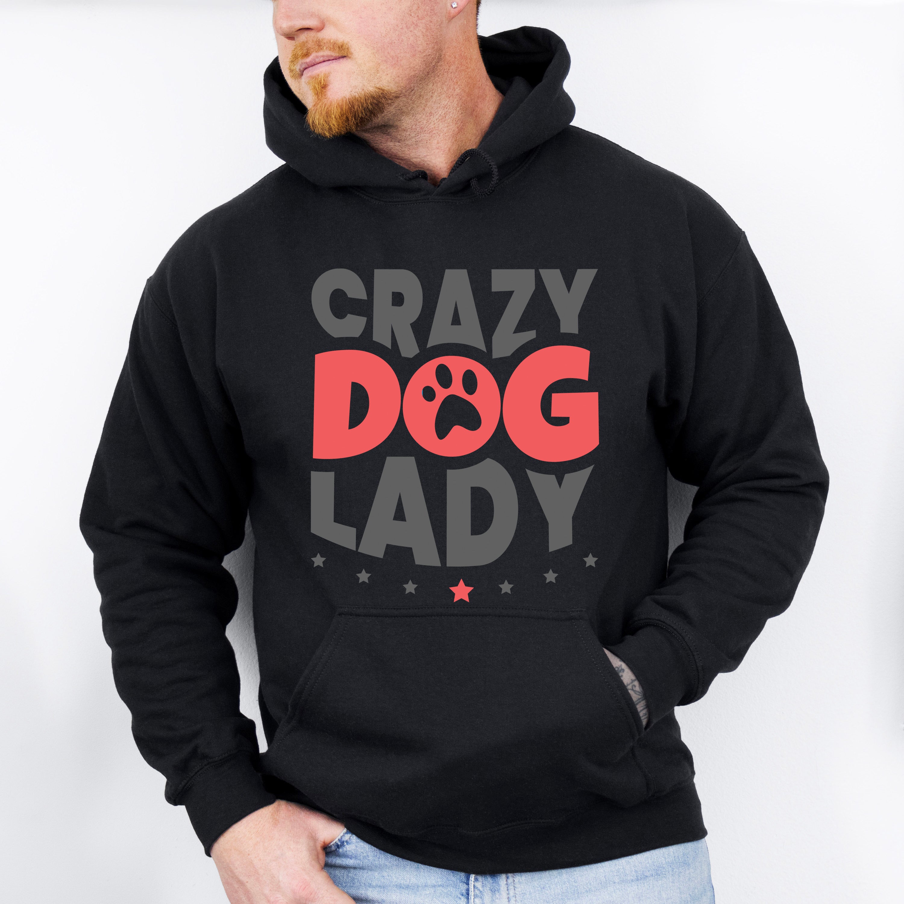 Crazy Dog Lady Paw Design - Dogs Unisex Crewneck T-Shirt Sweatshirt Hoodie
