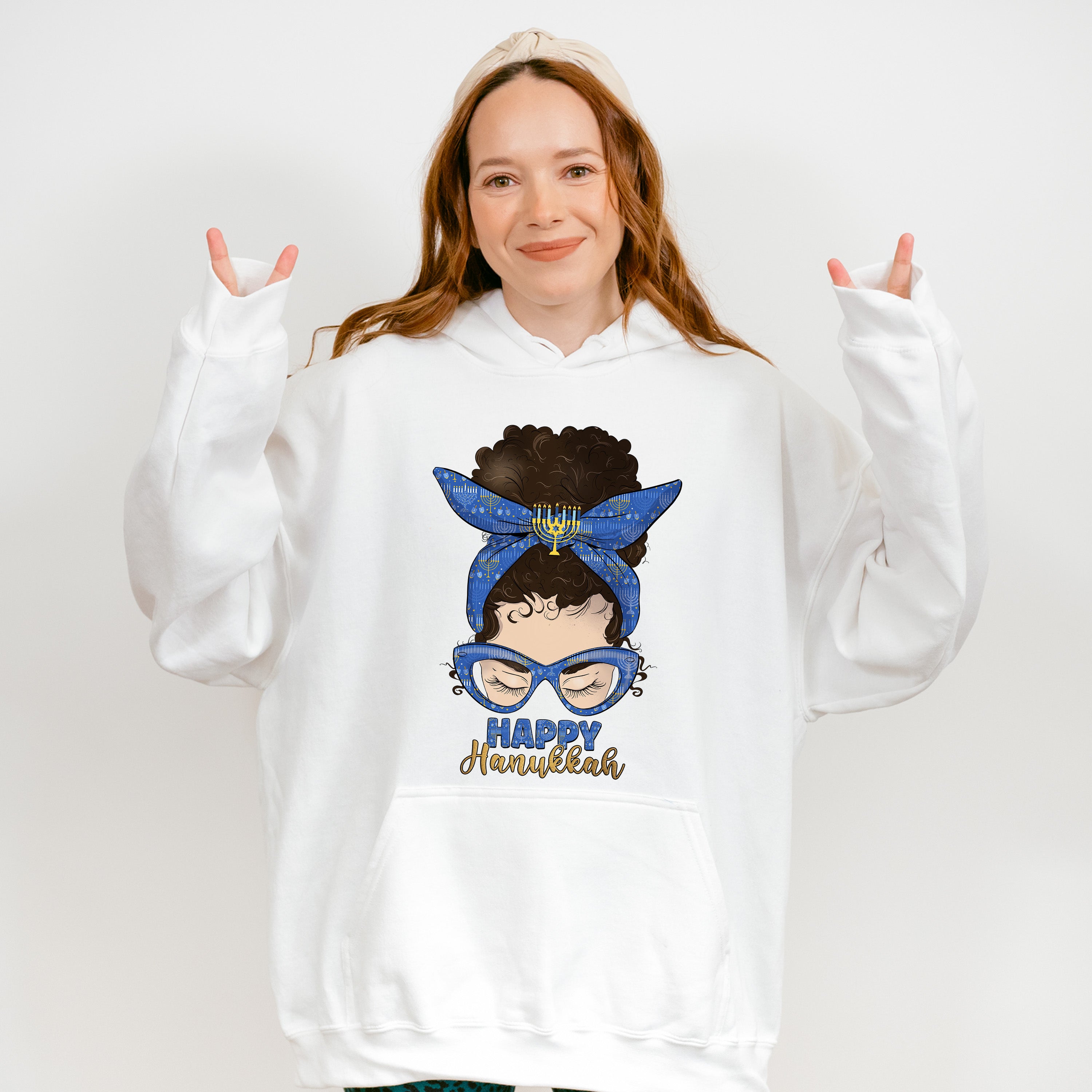 Messy Bun Happy Hanukkah - Hanukka Unisex Crewneck T-Shirt Sweatshirt Hoodie