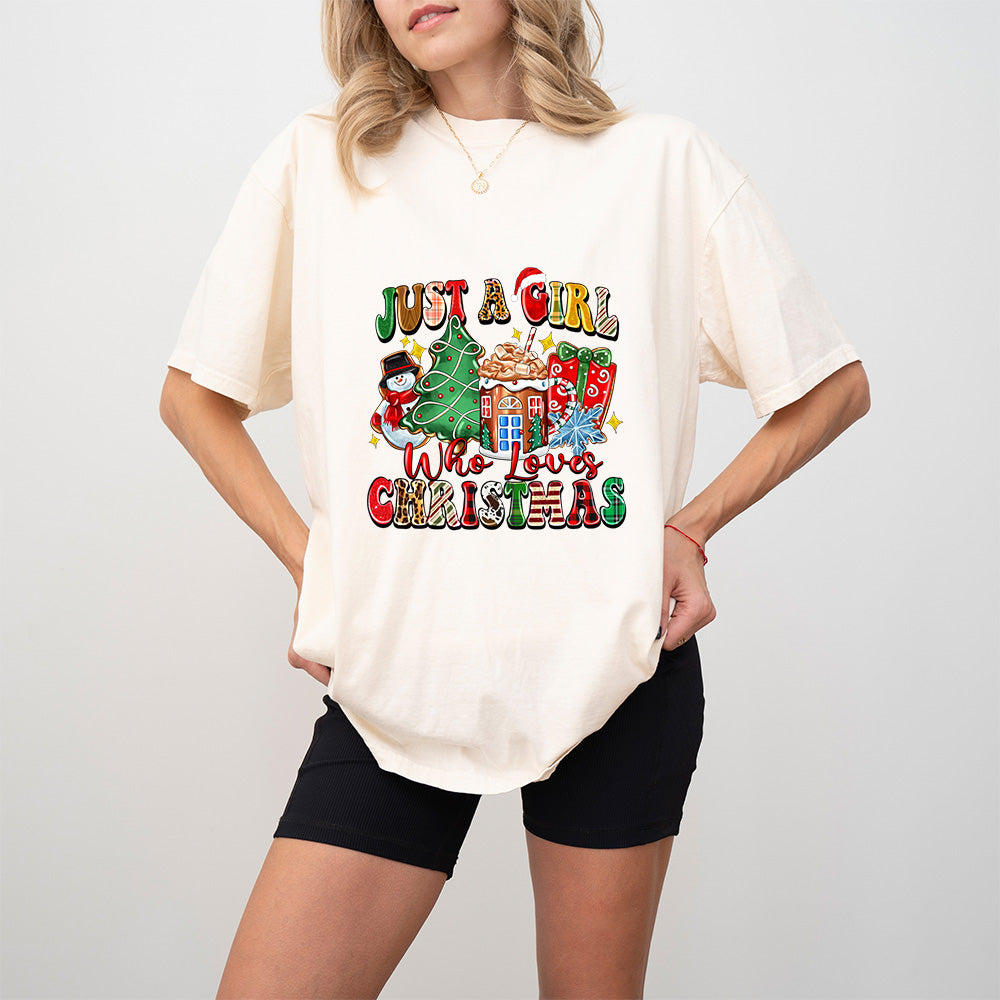 Just a Girl Christmas Doodles - Christmas Unisex Crewneck T-Shirt Sweatshirt Hoodie