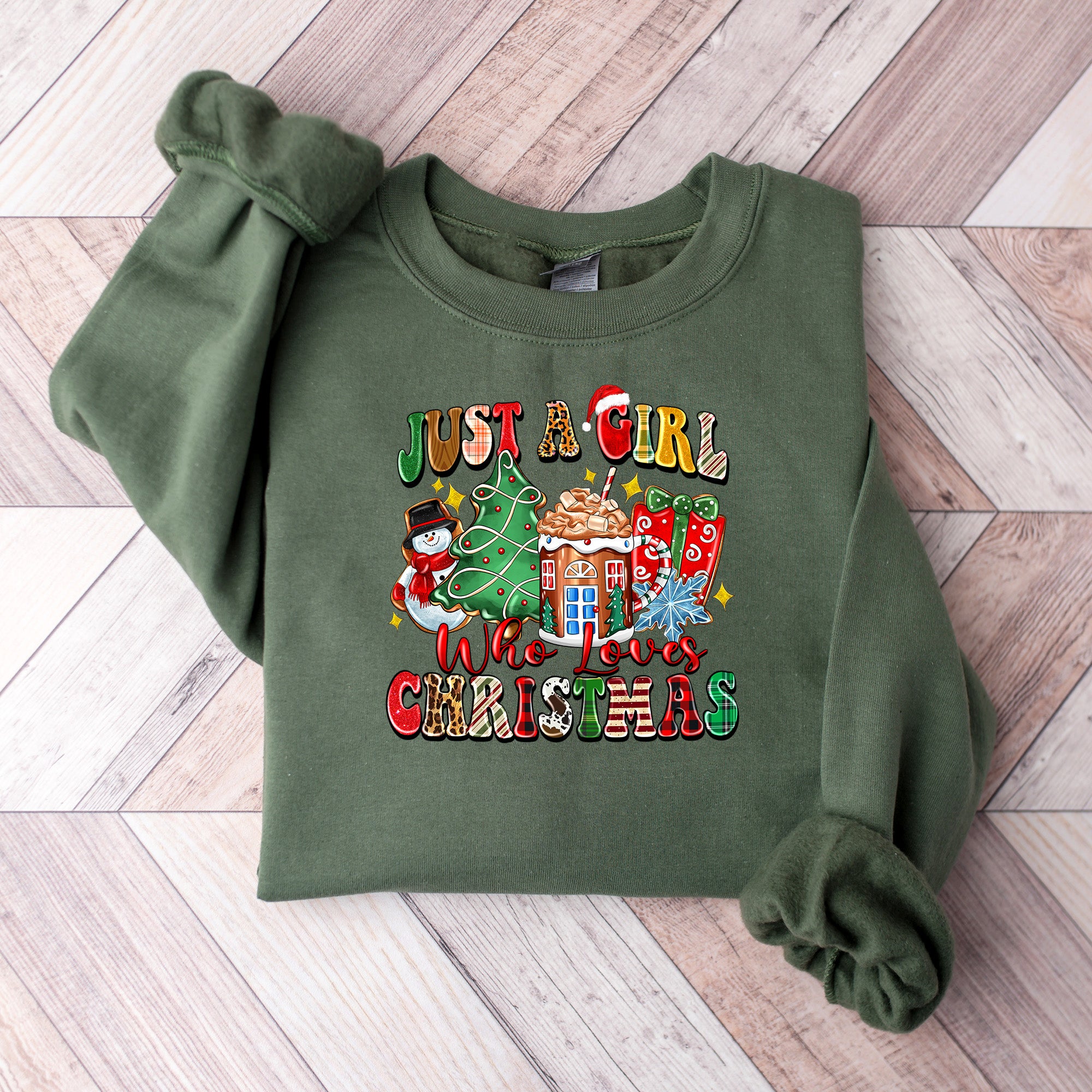 Just a Girl Christmas Doodles - Christmas Unisex Crewneck T-Shirt Sweatshirt Hoodie