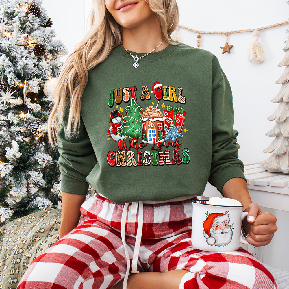 Just a Girl Christmas Doodles - Christmas Unisex Crewneck T-Shirt Sweatshirt Hoodie