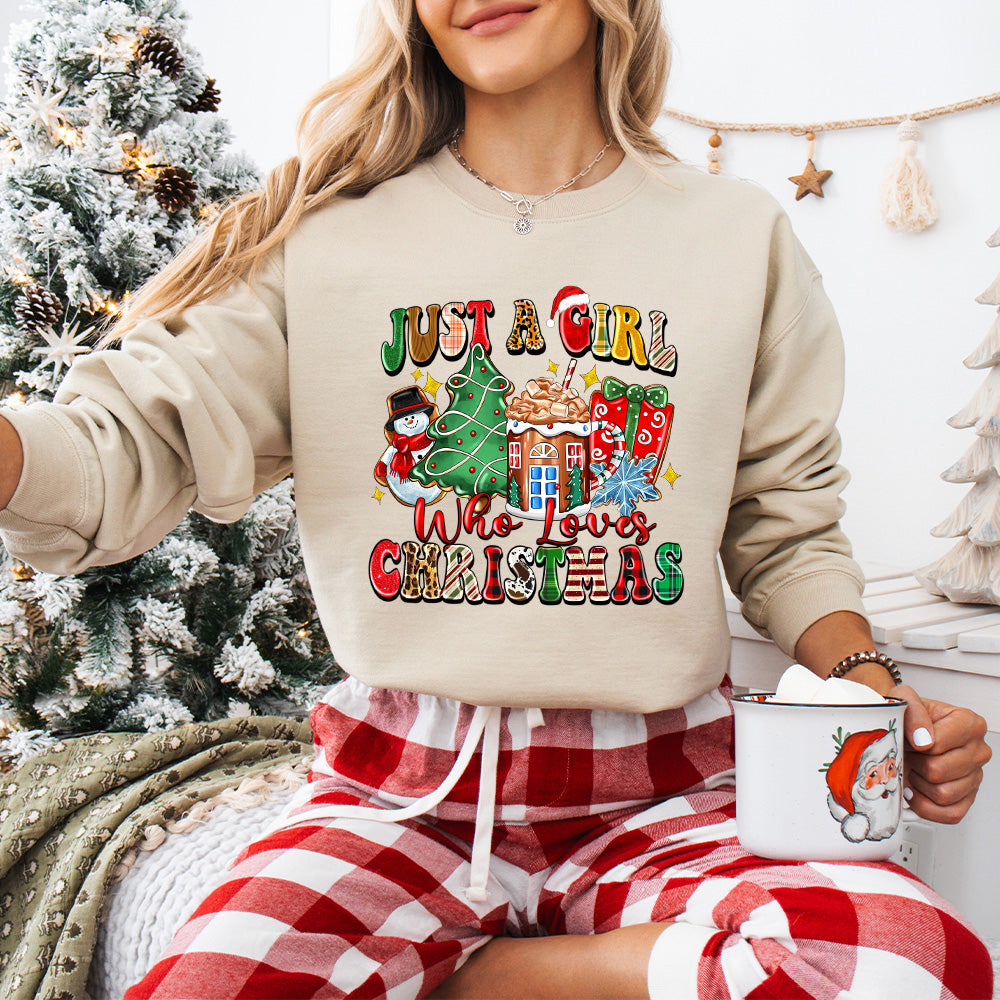 Just a Girl Christmas Doodles - Christmas Unisex Crewneck T-Shirt Sweatshirt Hoodie