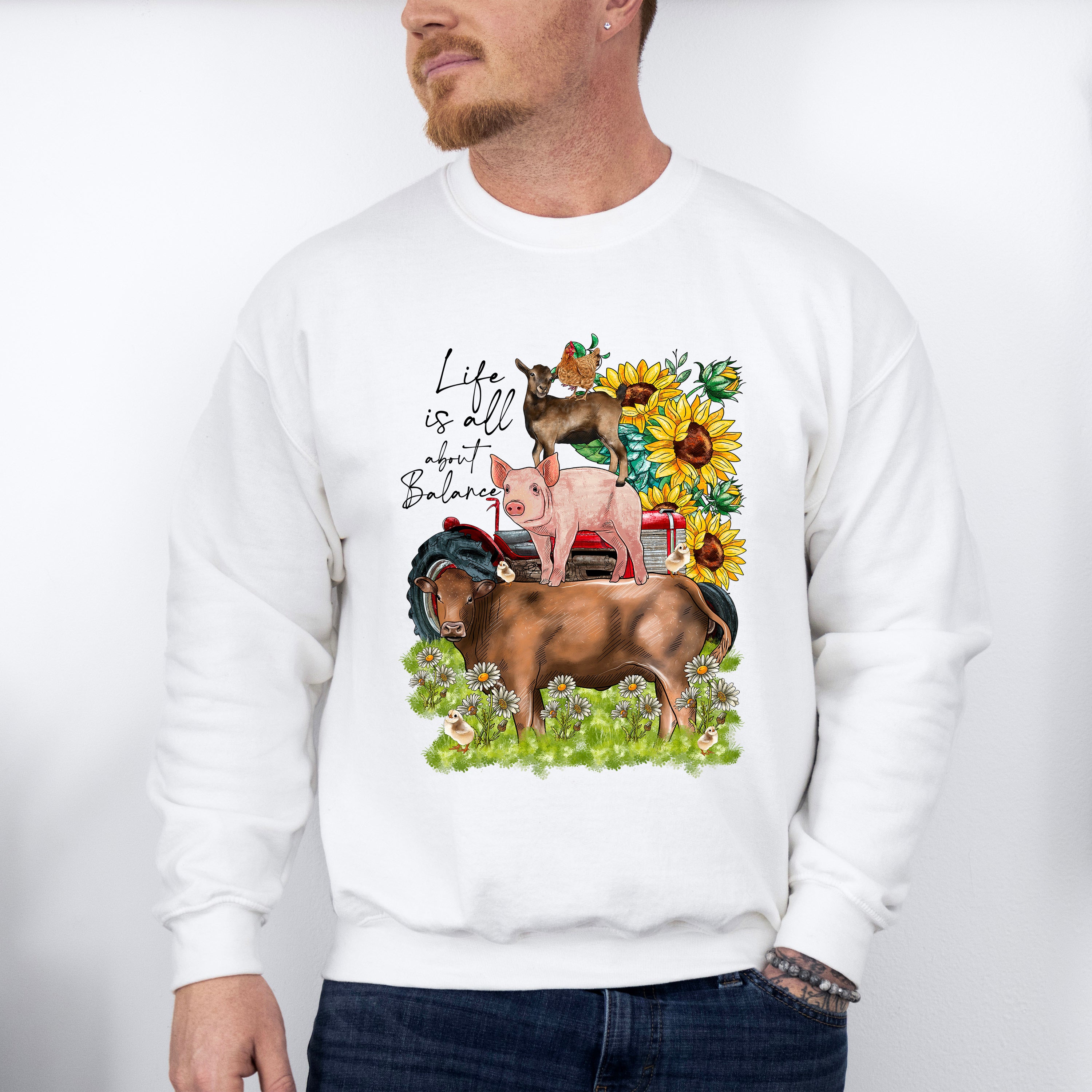 Life Is All About Balance - Farm Animals Unisex Crewneck T-Shirt Sweatshirt Hoodie