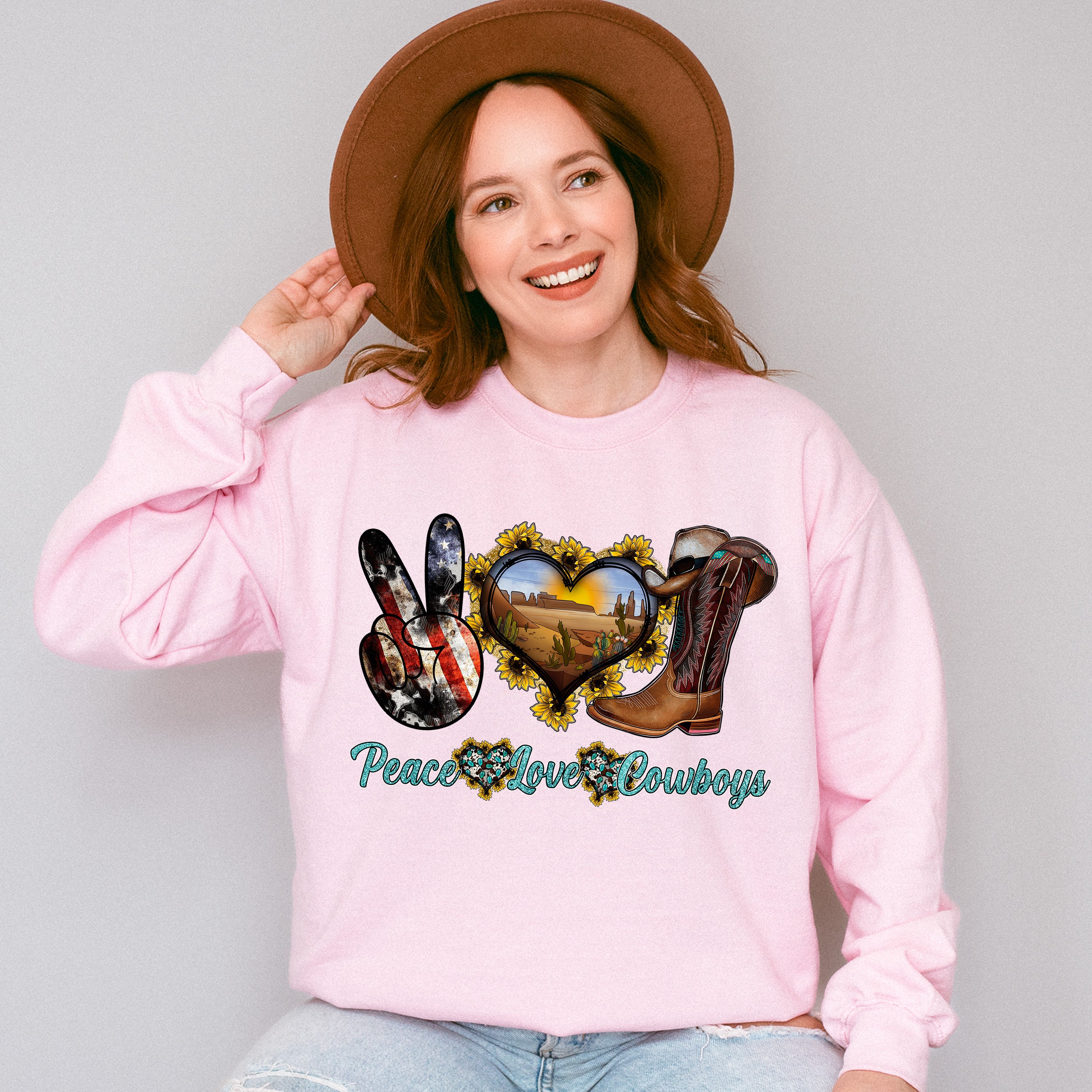 Peace Love Cowboys - Farm Animals Unisex Crewneck T-Shirt Sweatshirt Hoodie