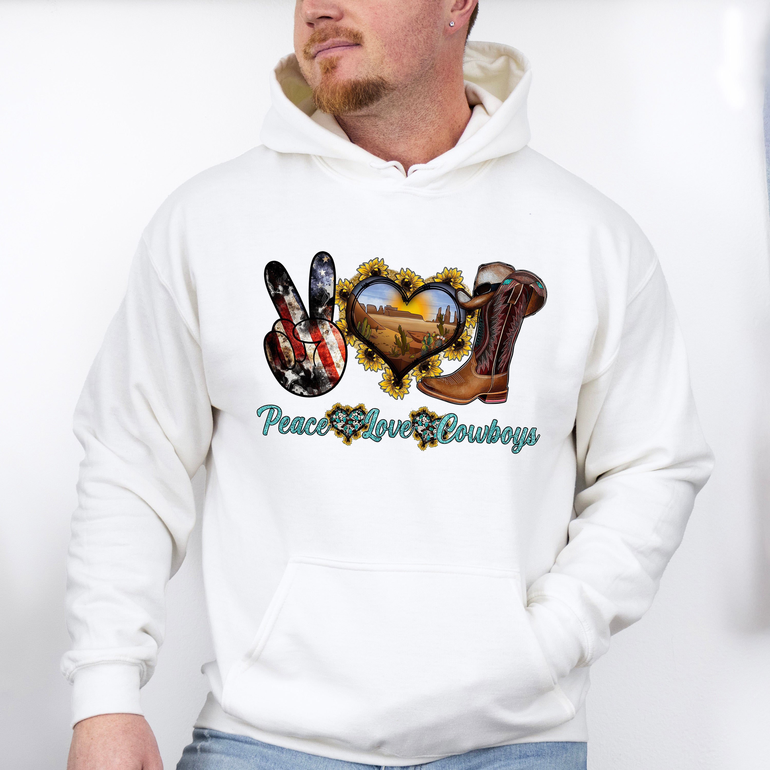 Peace Love Cowboys - Farm Animals Unisex Crewneck T-Shirt Sweatshirt Hoodie