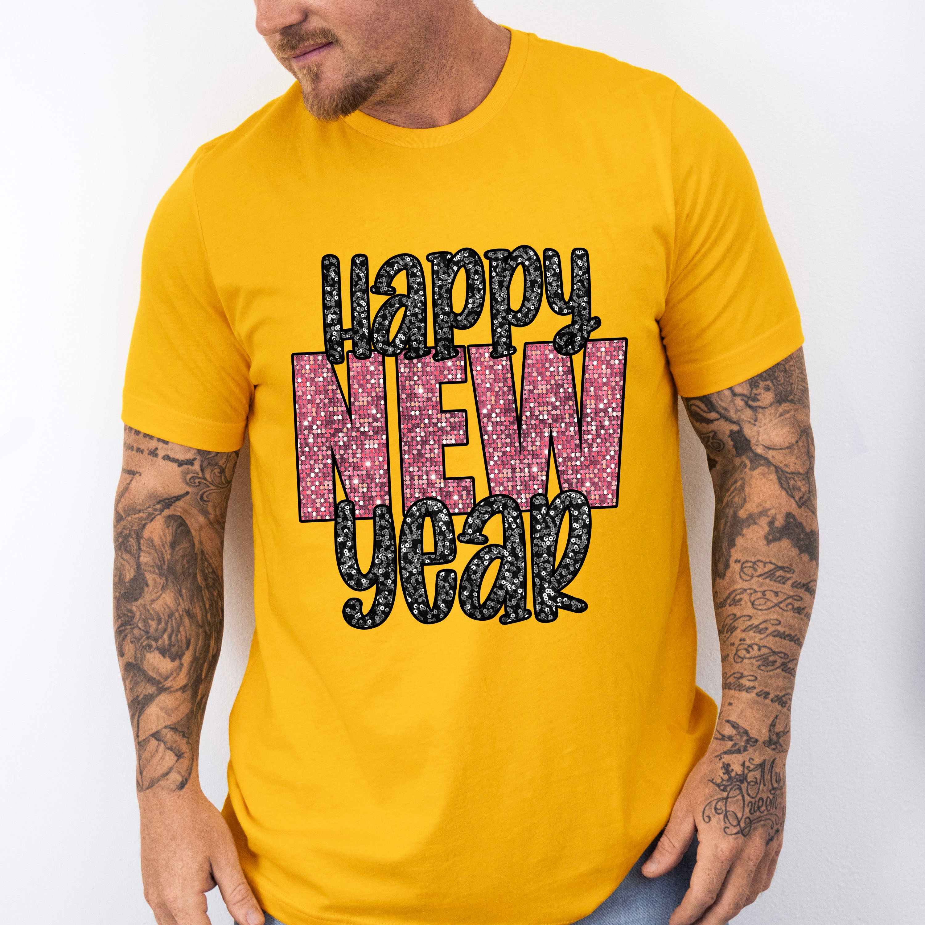 Happy New Year Glitter Design - New Years Unisex Crewneck T-Shirt Sweatshirt Hoodie