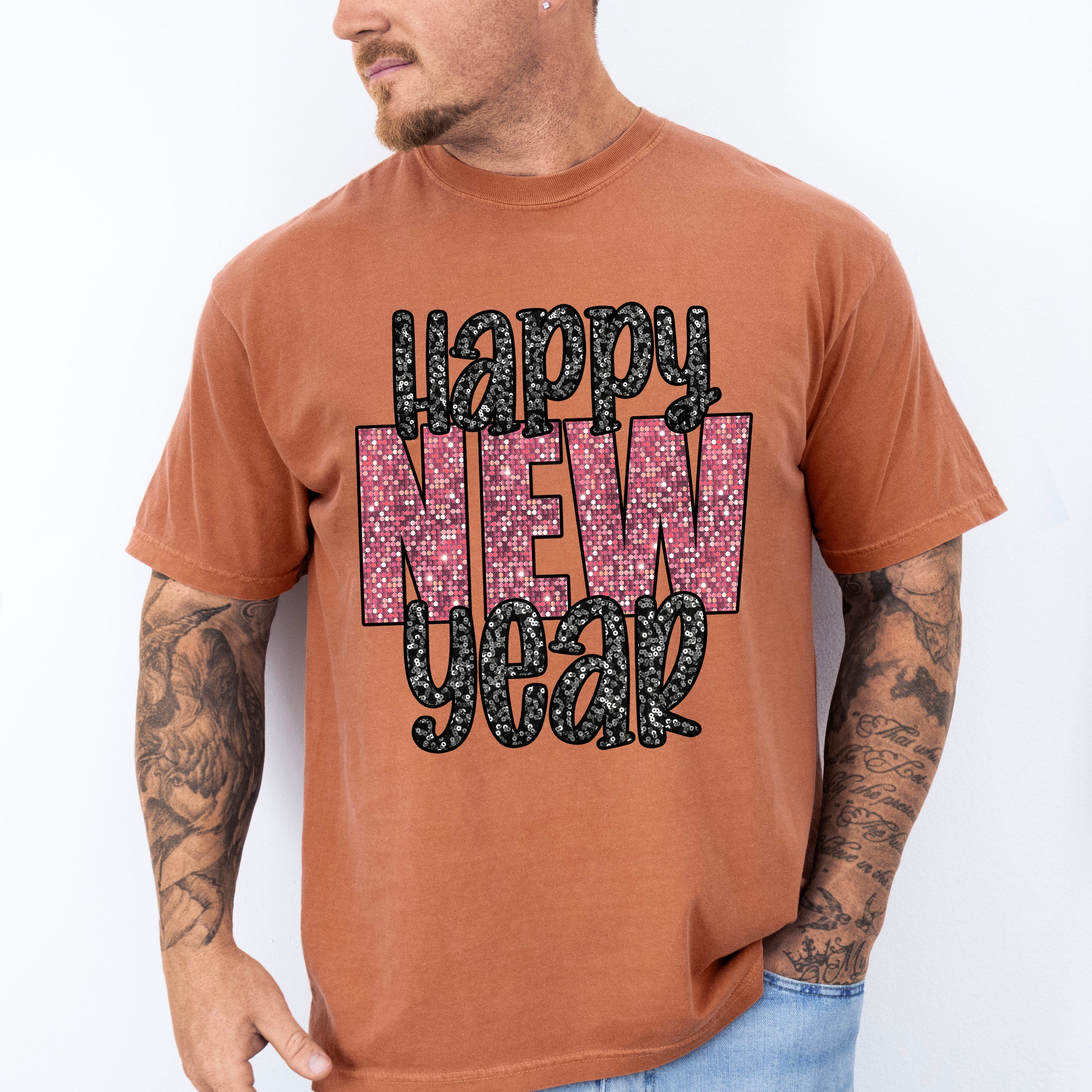 Happy New Year Glitter Design - New Years Unisex Crewneck T-Shirt Sweatshirt Hoodie