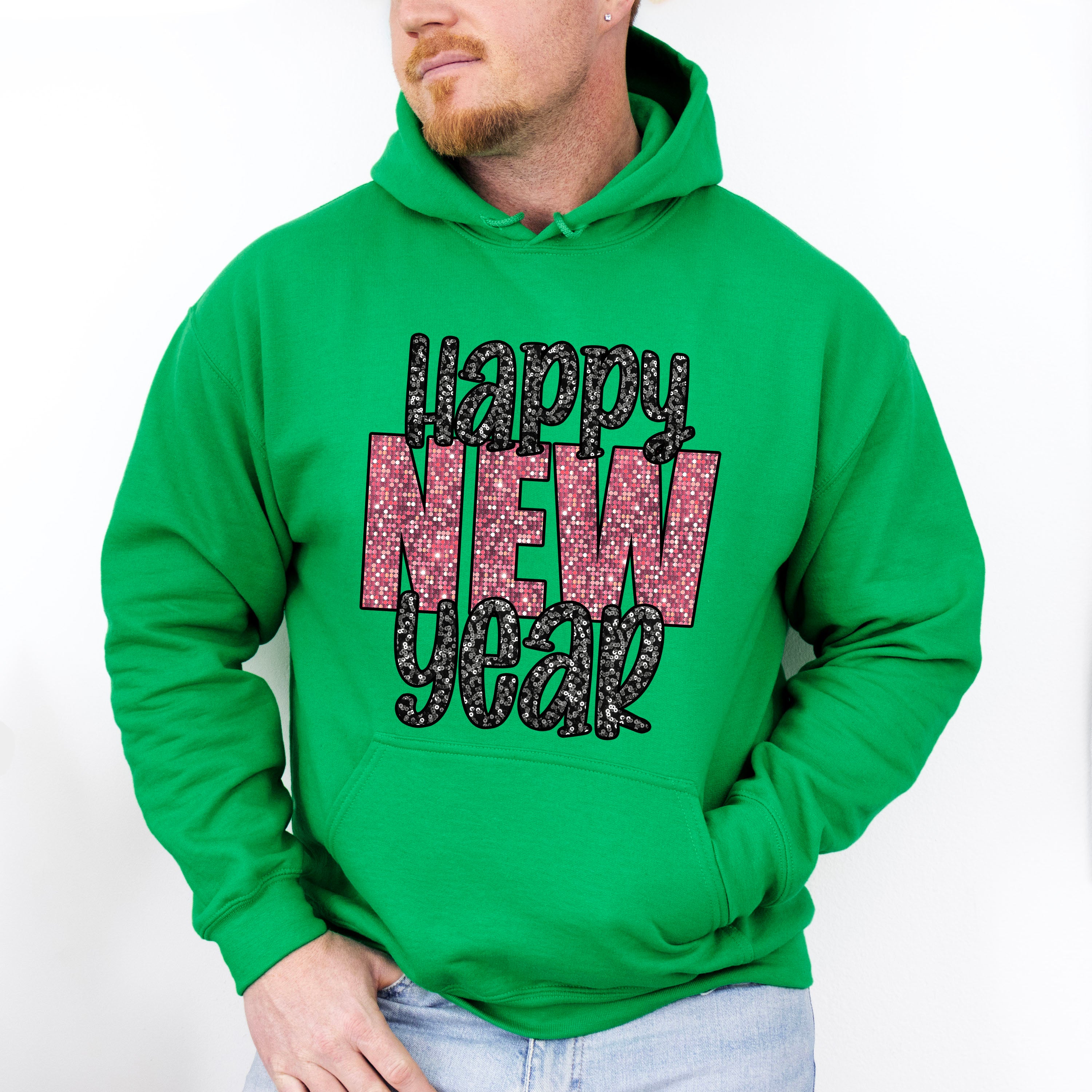Happy New Year Glitter Design - New Years Unisex Crewneck T-Shirt Sweatshirt Hoodie
