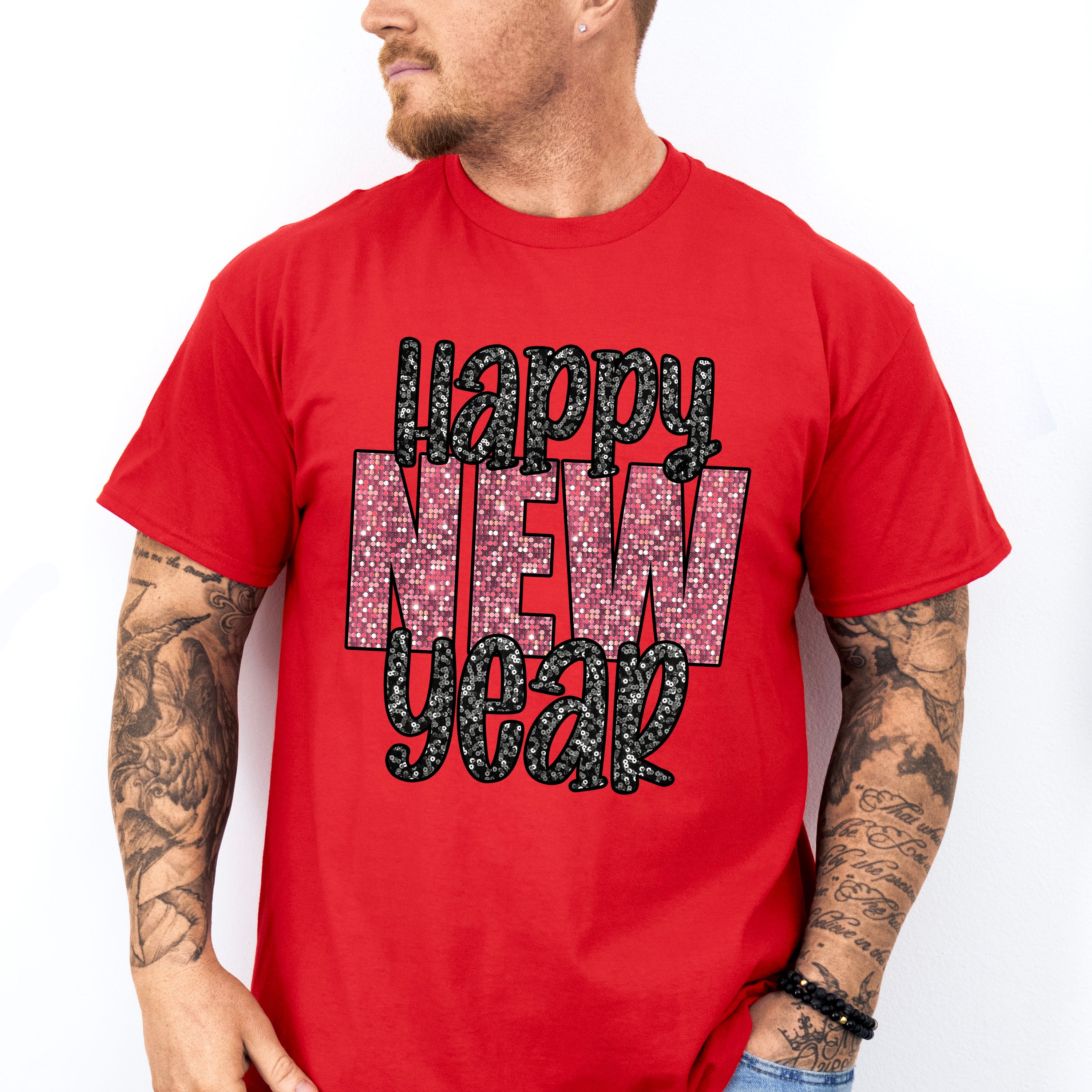 Happy New Year Glitter Design - New Years Unisex Crewneck T-Shirt Sweatshirt Hoodie