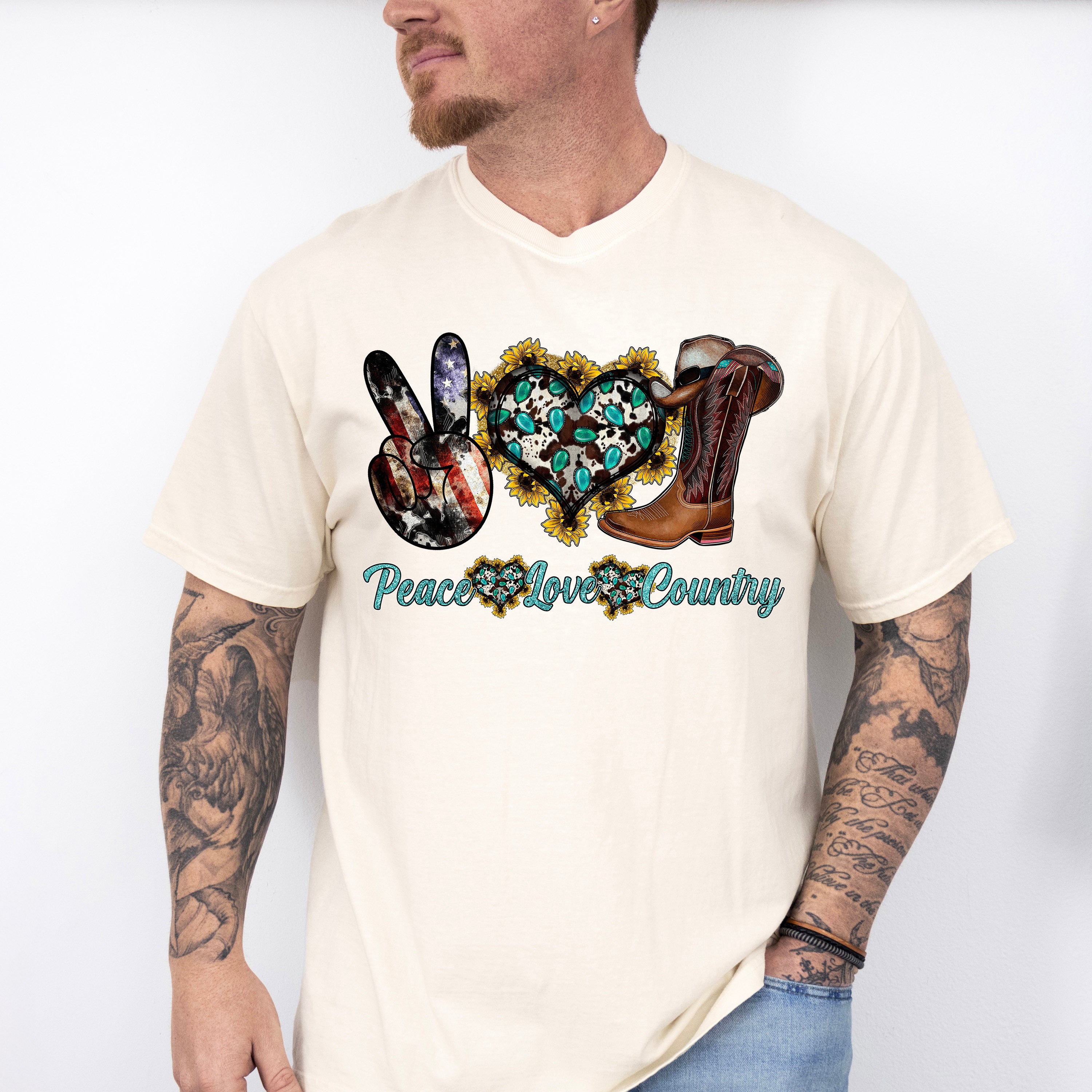 Peace Love Country - Farm Animals Unisex Crewneck T-Shirt Sweatshirt Hoodie