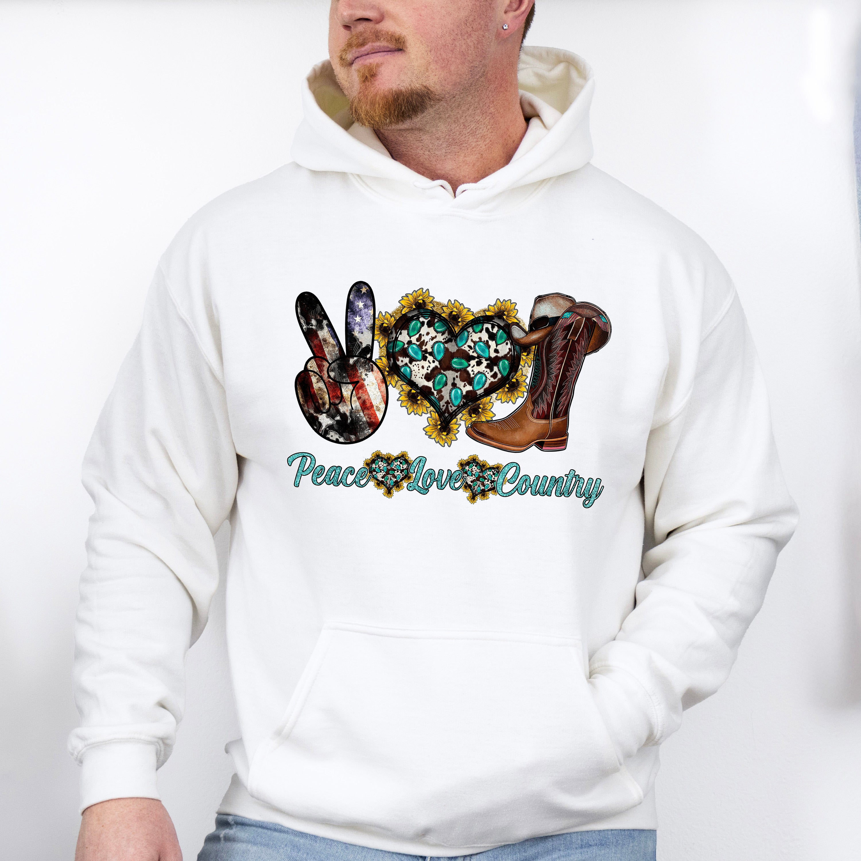 Peace Love Country - Farm Animals Unisex Crewneck T-Shirt Sweatshirt Hoodie