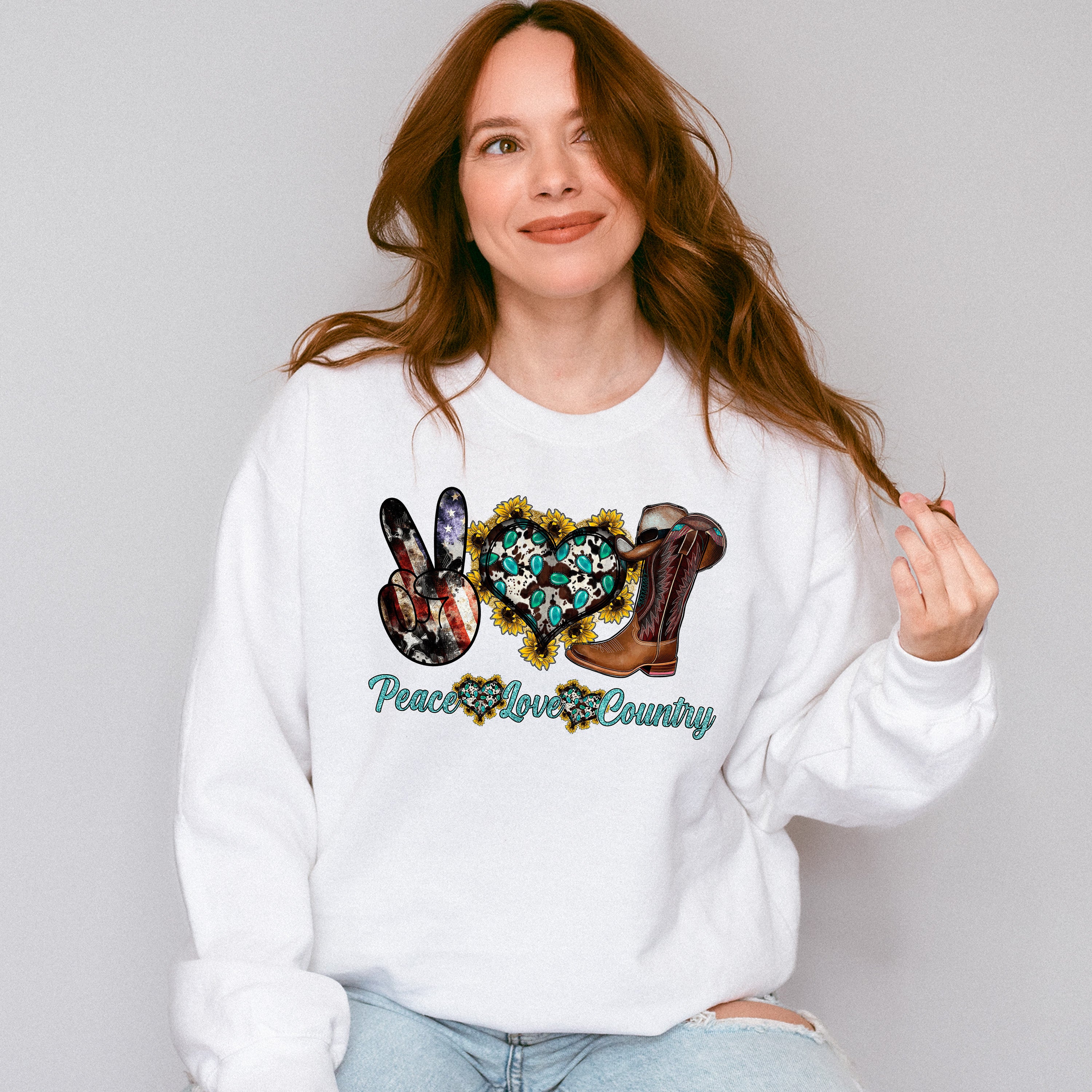 Peace Love Country - Farm Animals Unisex Crewneck T-Shirt Sweatshirt Hoodie
