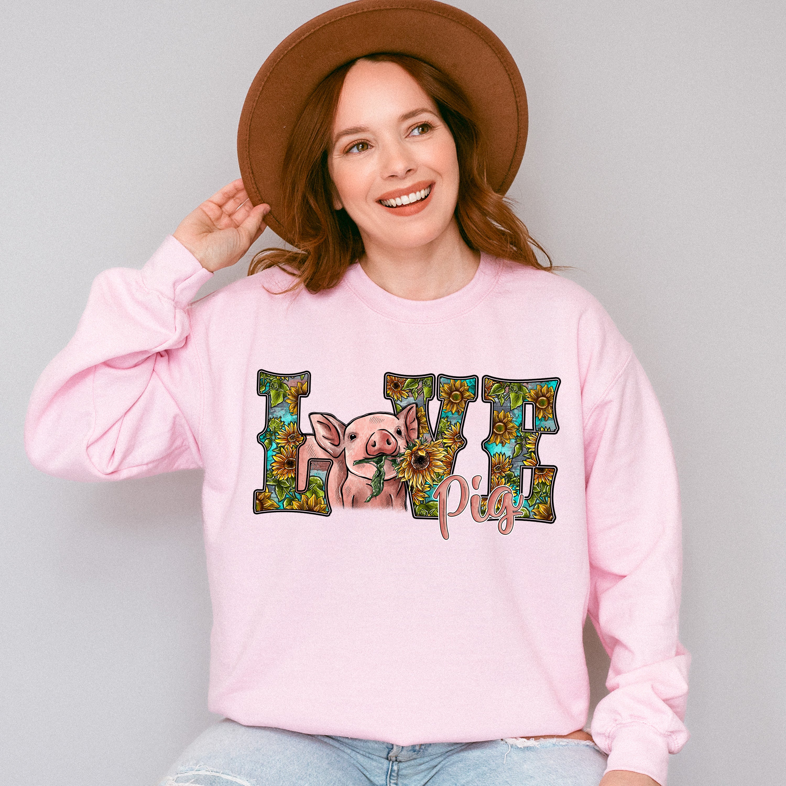 Love Pig Design - Farm Animals Unisex Crewneck T-Shirt Sweatshirt Hoodie
