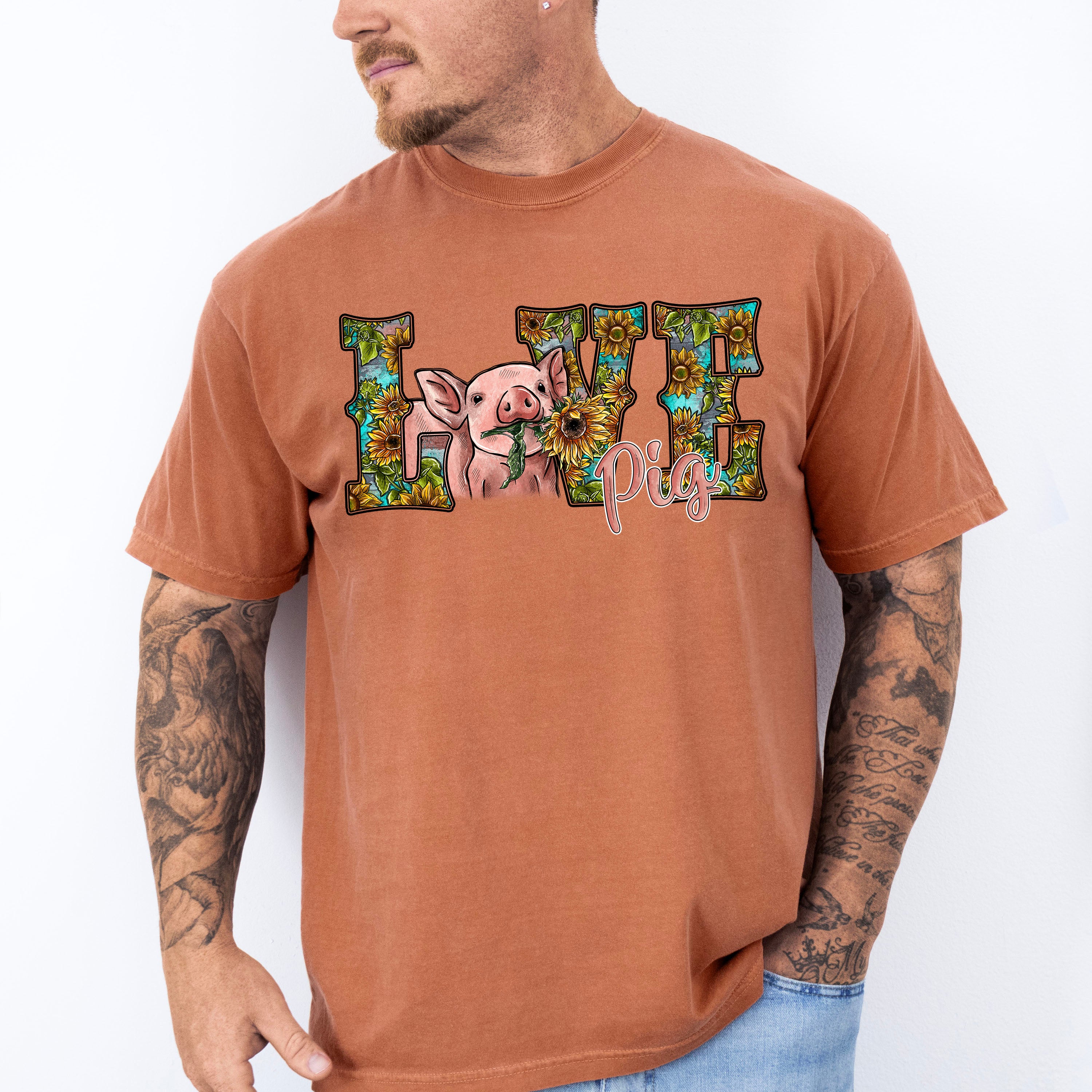 Love Pig Design - Farm Animals Unisex Crewneck T-Shirt Sweatshirt Hoodie