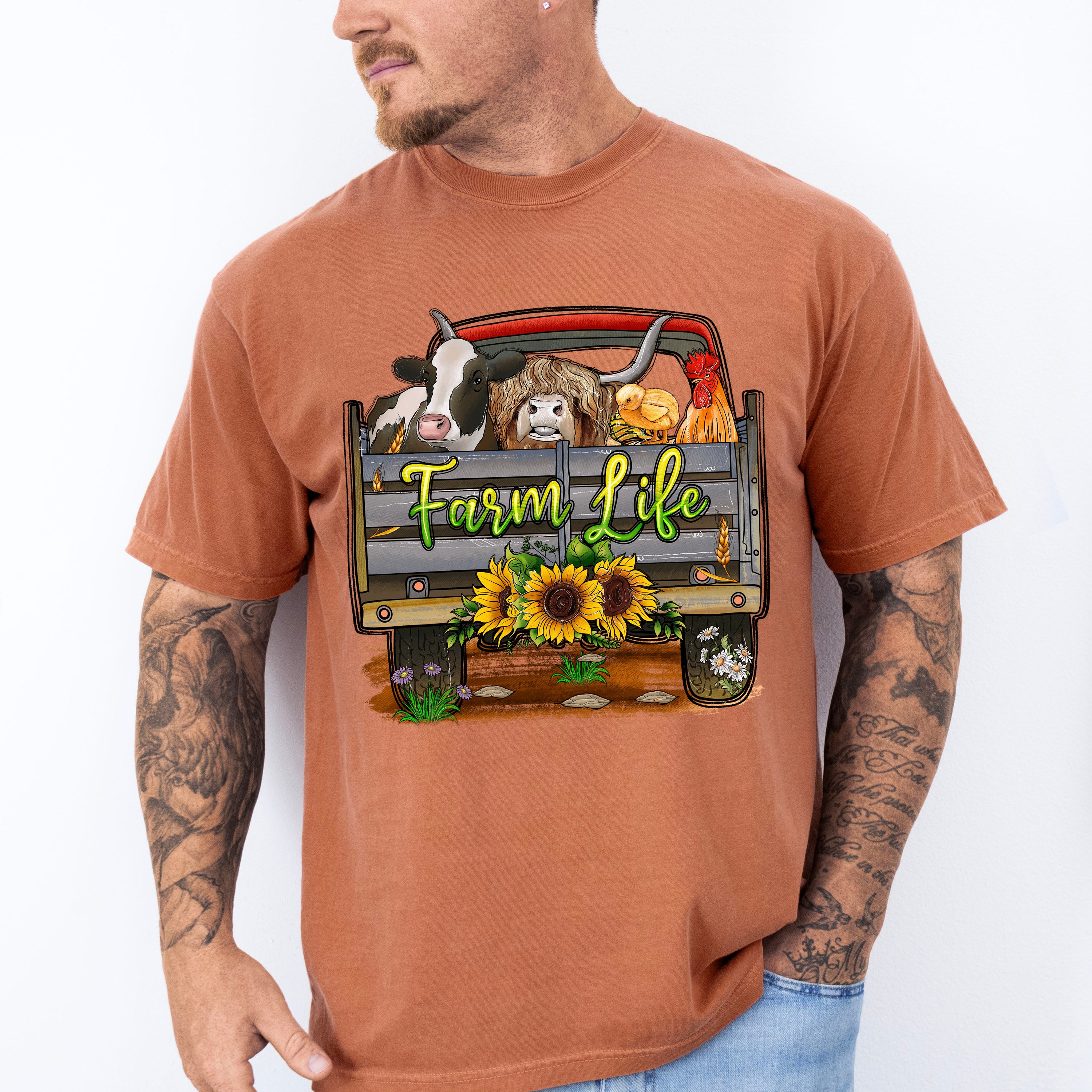Farm Life Truck Design - Farm Animals Unisex Crewneck T-Shirt Sweatshirt Hoodie