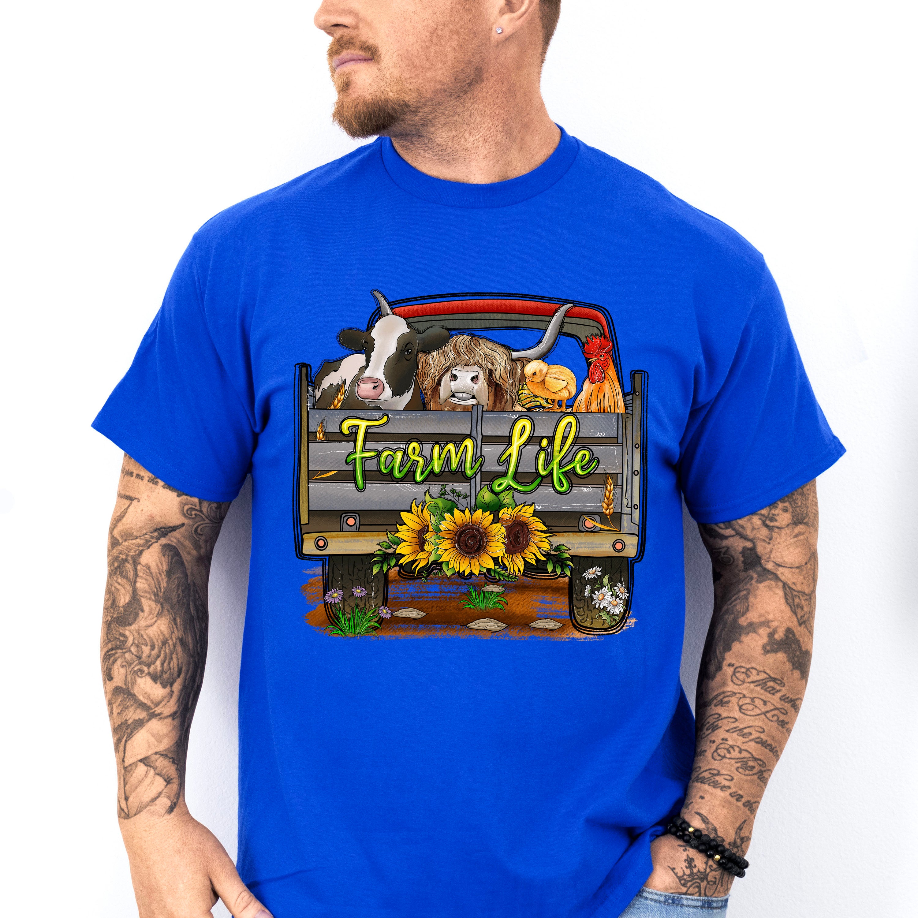 Farm Life Truck Design - Farm Animals Unisex Crewneck T-Shirt Sweatshirt Hoodie