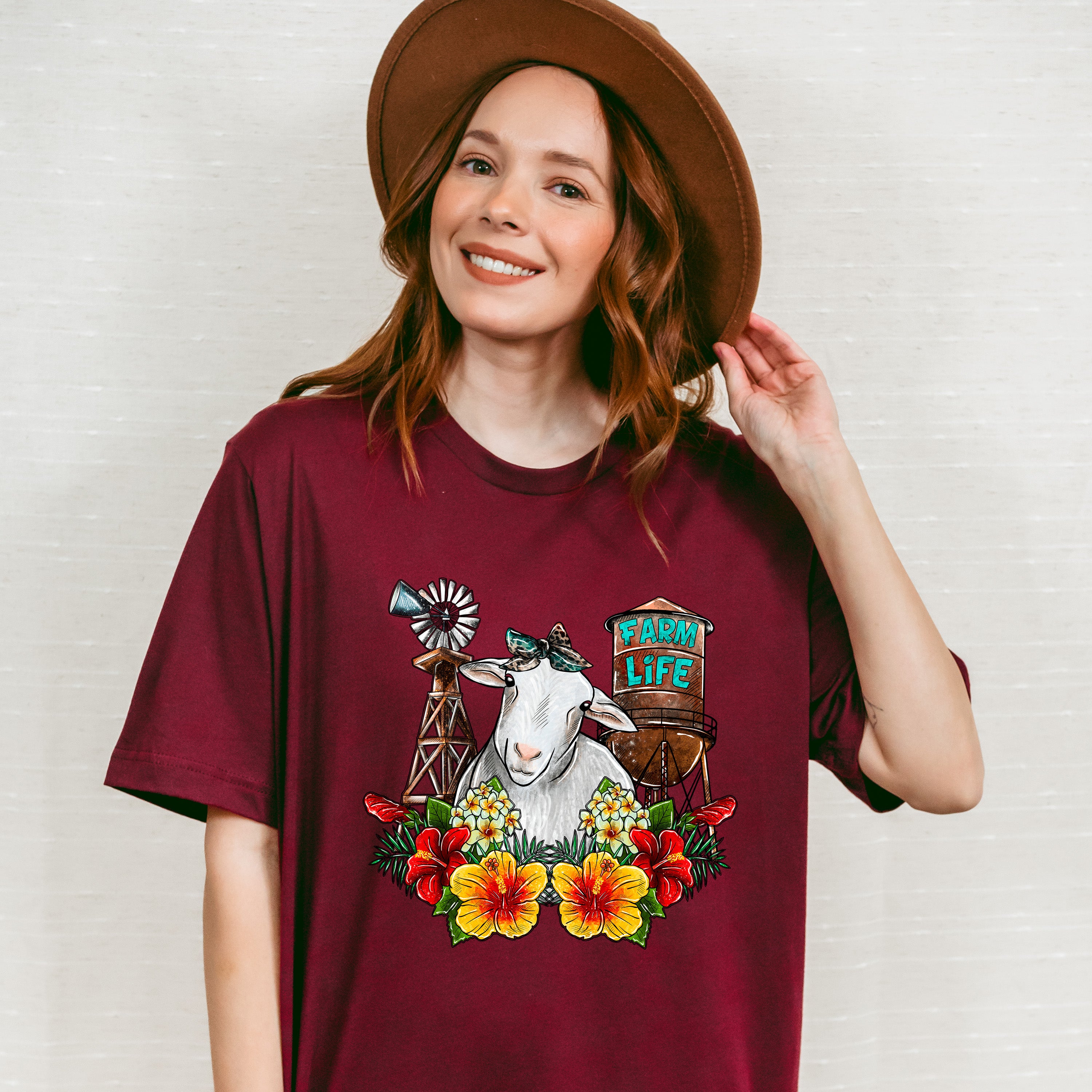 Farm Life Sheep Flowers Design - Farm Animals Unisex Crewneck T-Shirt Sweatshirt Hoodie