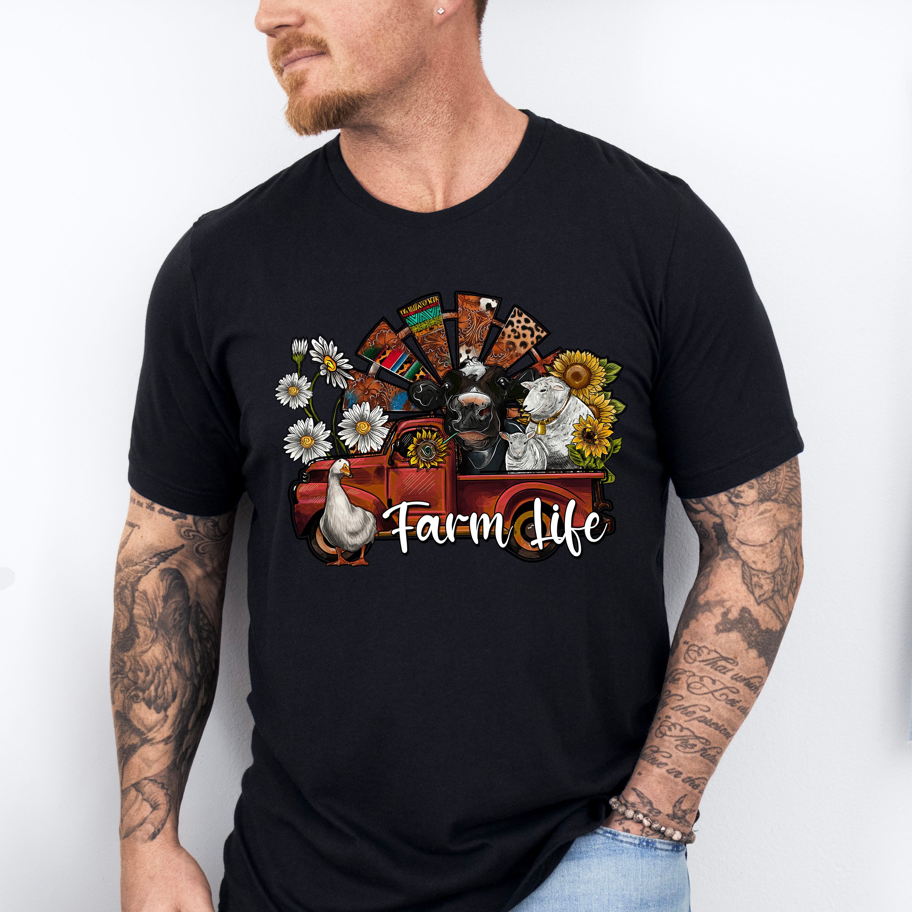 Farm Life Truck With Animals Design - Farm Animals Unisex Crewneck T-Shirt Sweatshirt Hoodie