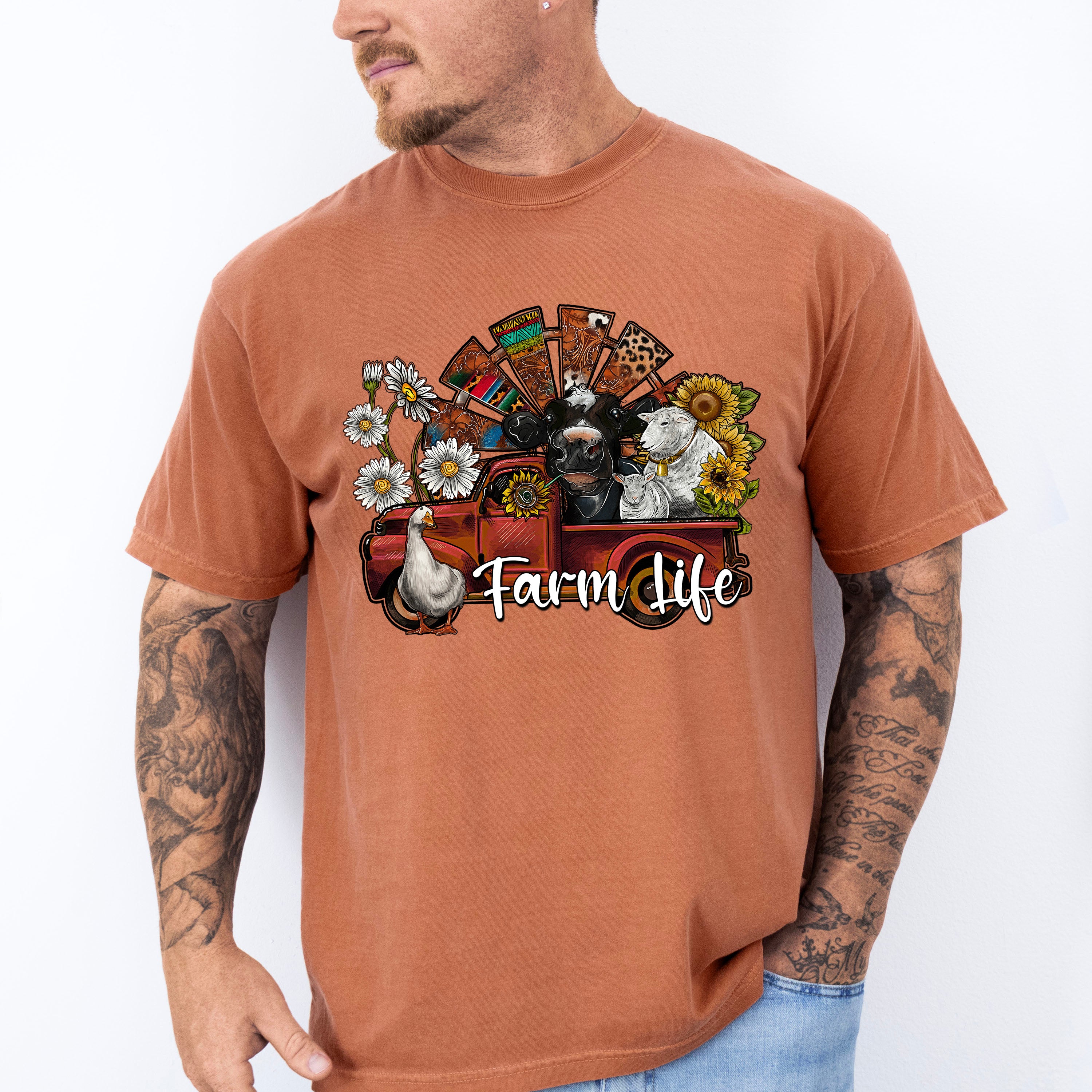 Farm Life Truck With Animals Design - Farm Animals Unisex Crewneck T-Shirt Sweatshirt Hoodie