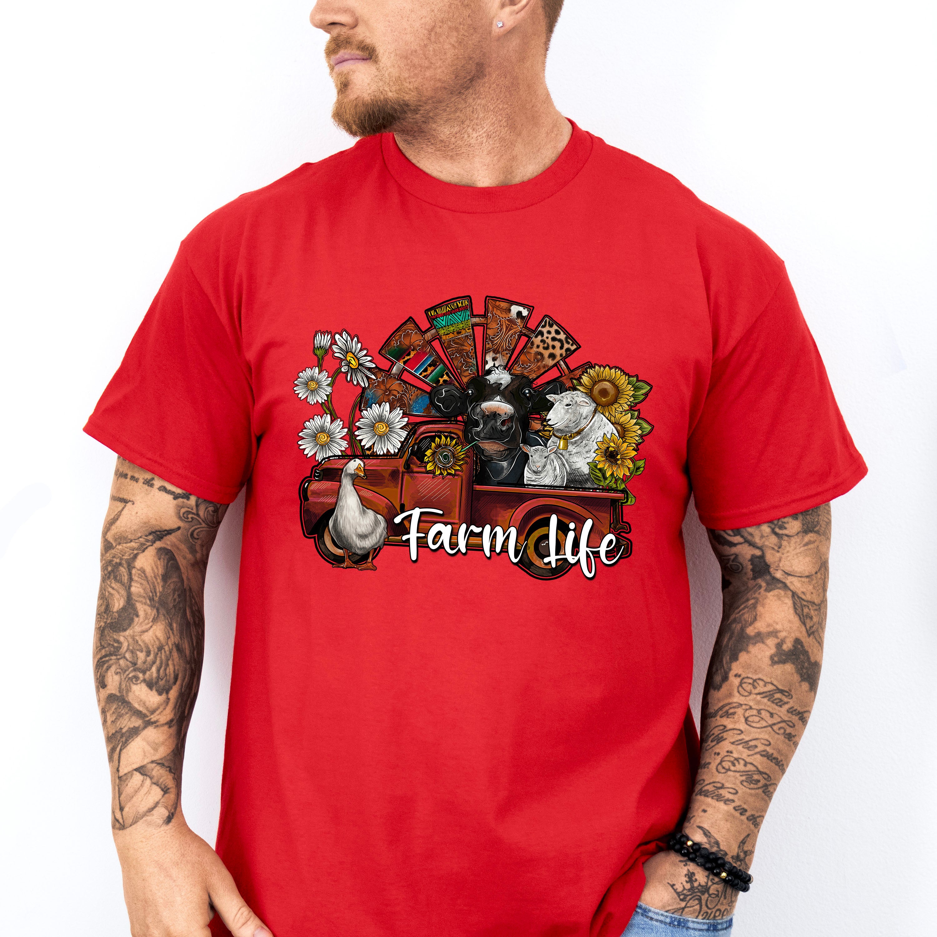 Farm Life Truck With Animals Design - Farm Animals Unisex Crewneck T-Shirt Sweatshirt Hoodie