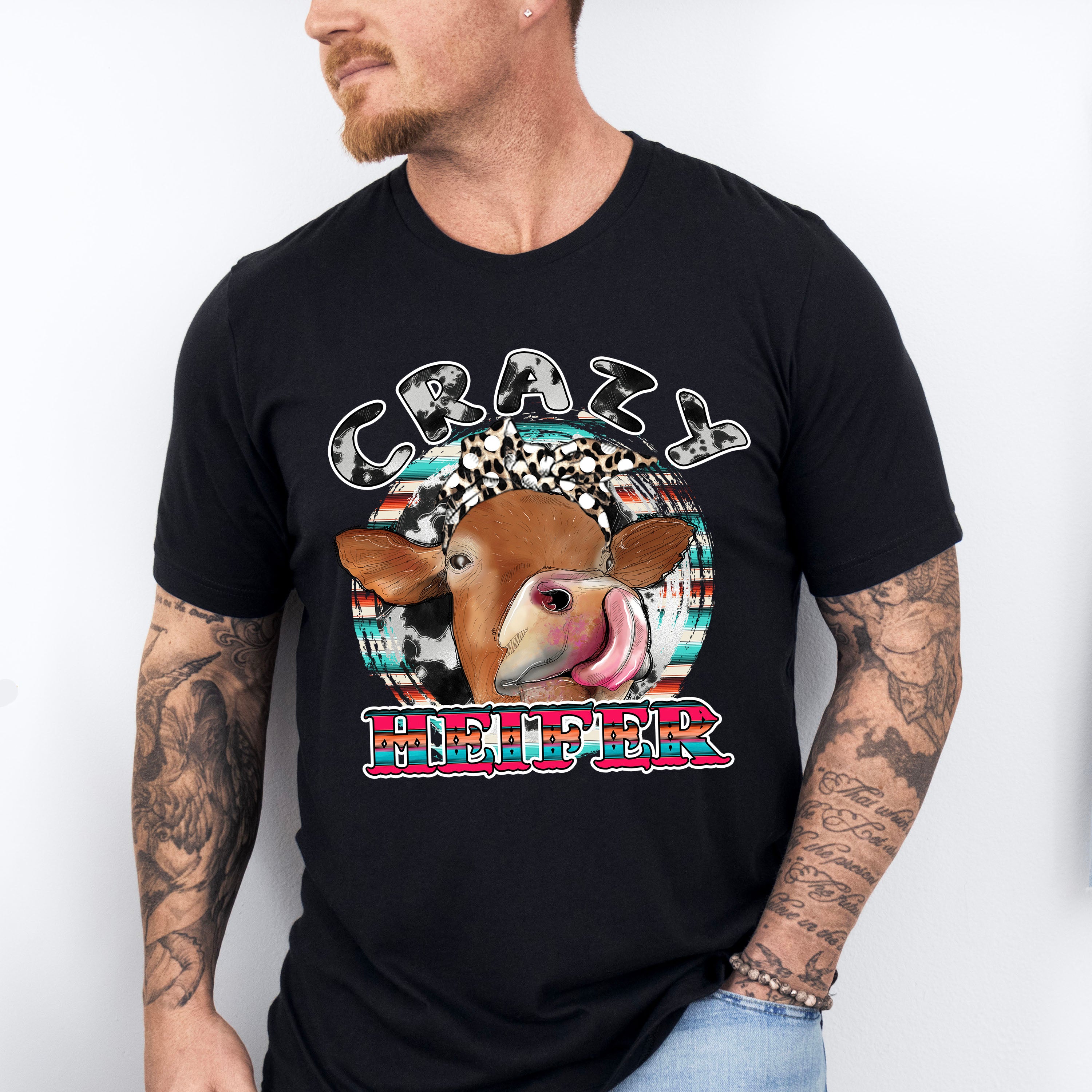 Crazy Heifer - Farm Animals Unisex Crewneck T-Shirt Sweatshirt Hoodie