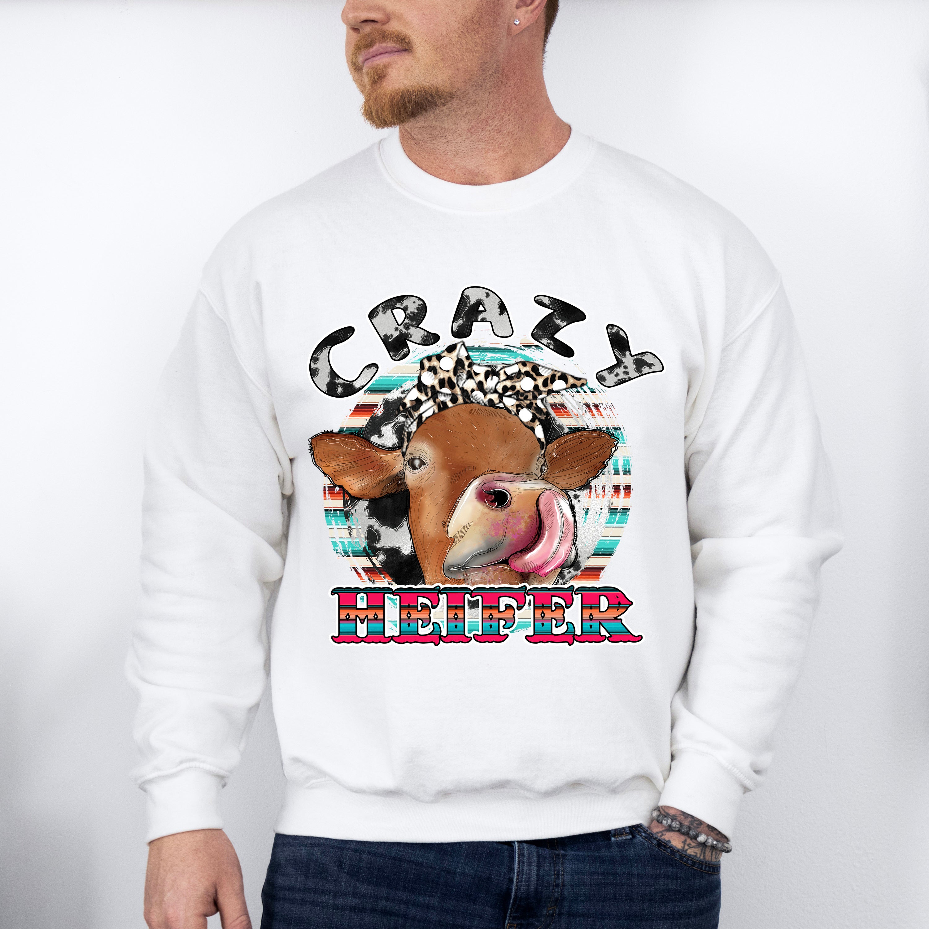Crazy Heifer - Farm Animals Unisex Crewneck T-Shirt Sweatshirt Hoodie