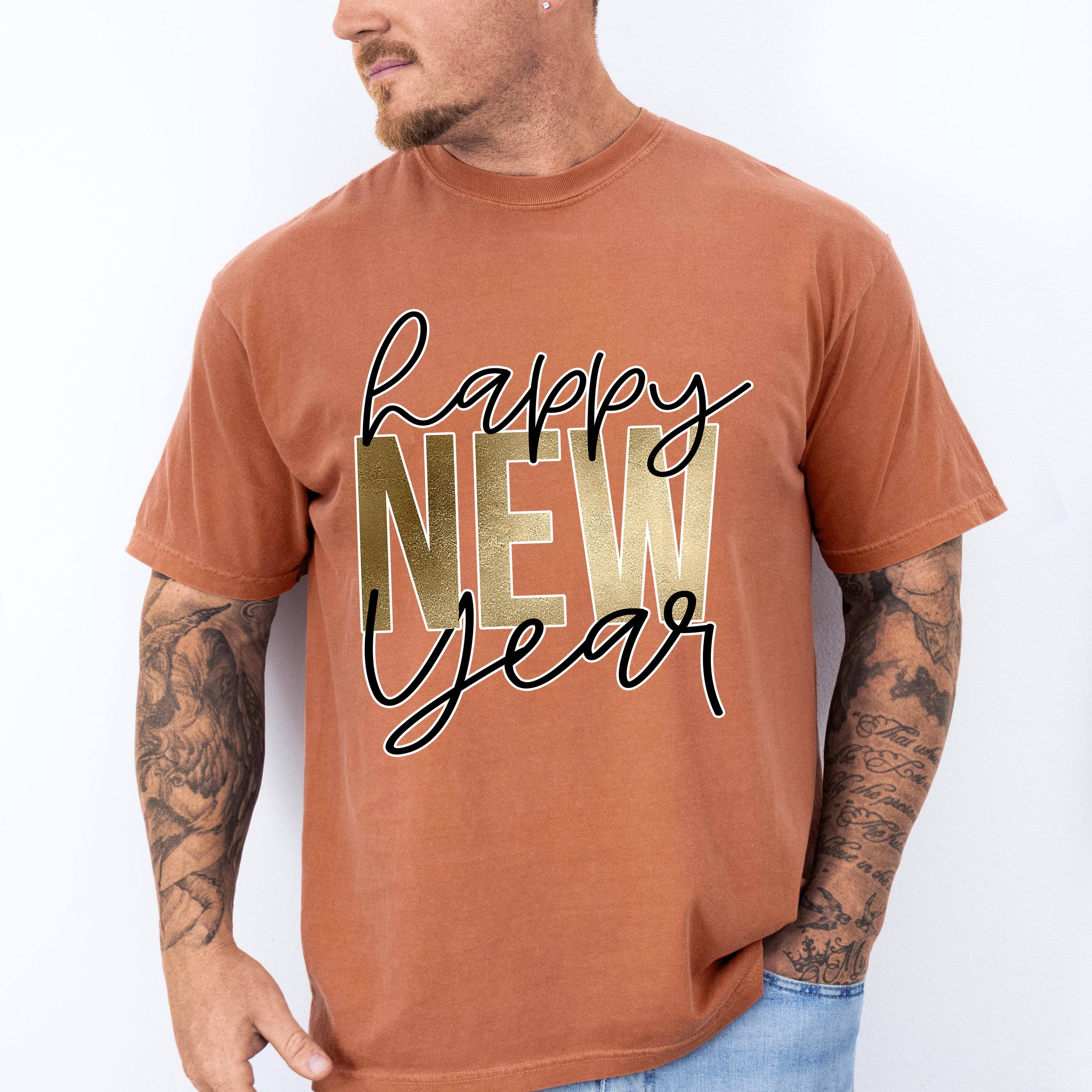 Happy New Year Golden Design - New Years Unisex Crewneck T-Shirt Sweatshirt Hoodie