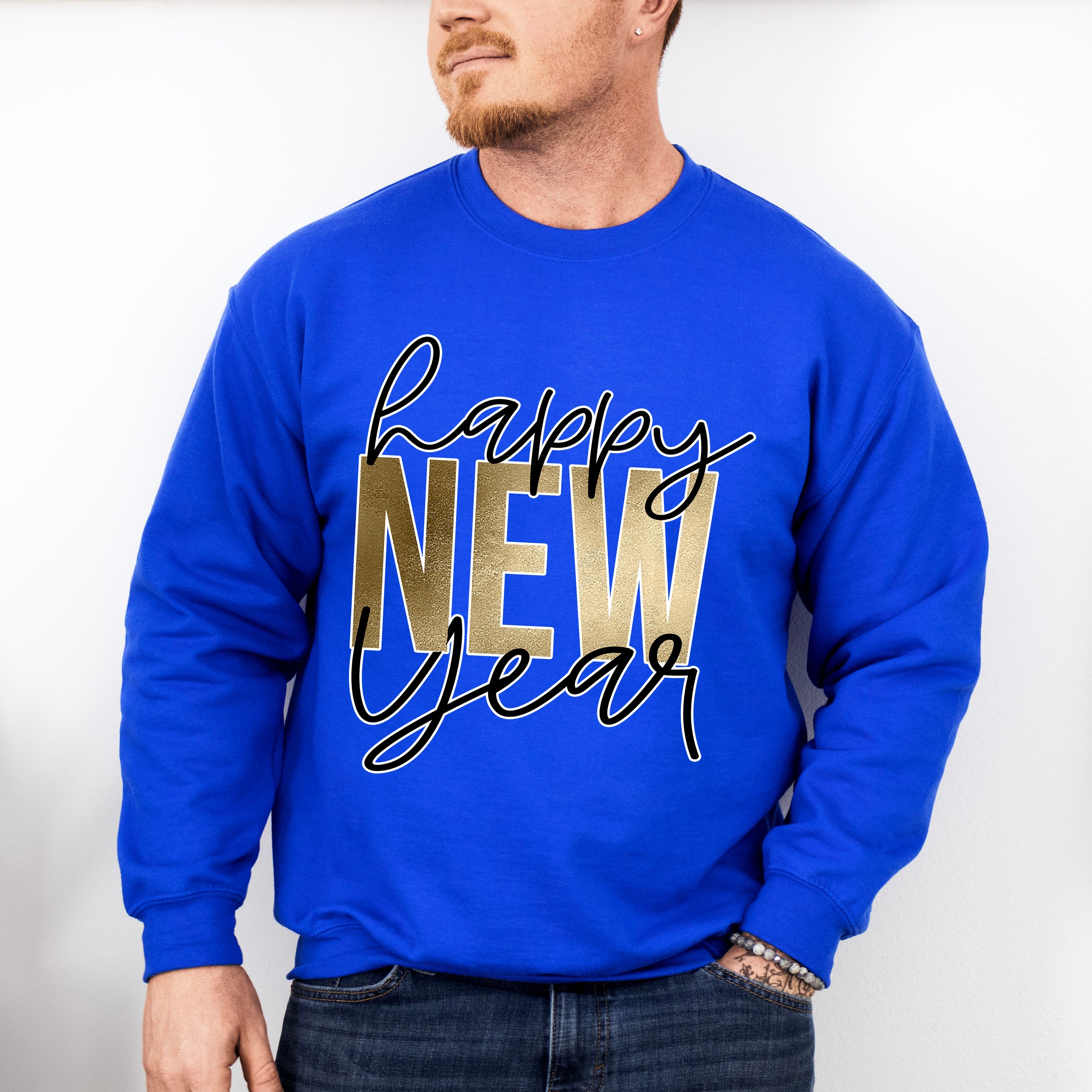 Happy New Year Golden Design - New Years Unisex Crewneck T-Shirt Sweatshirt Hoodie