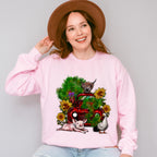 Farm Animals Truck And Flower Design - Farm Animals Unisex Crewneck T-Shirt Sweatshirt Hoodie