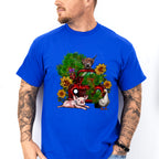 Farm Animals Truck And Flower Design - Farm Animals Unisex Crewneck T-Shirt Sweatshirt Hoodie