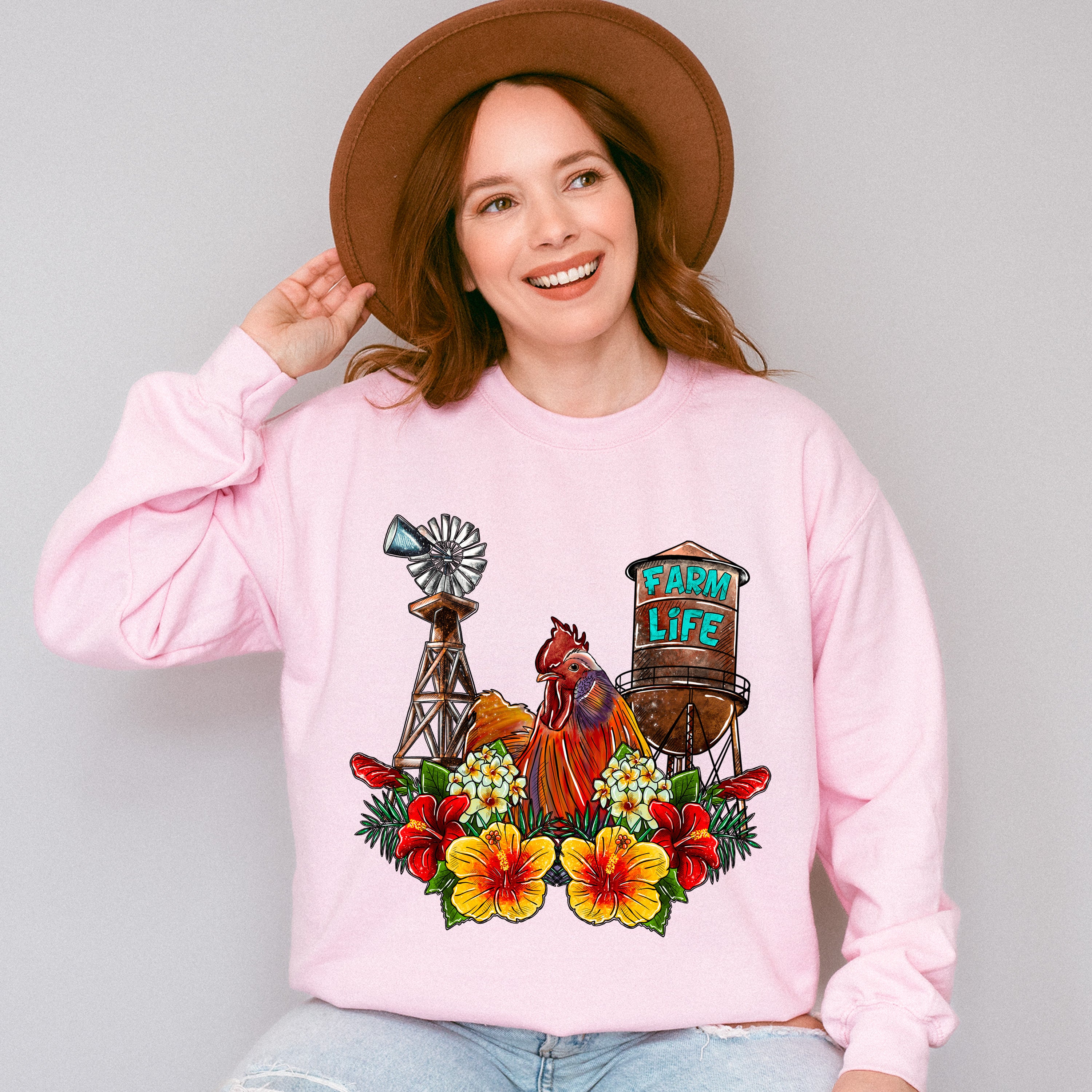 Farm Life Rooster Design - Farm Animals Unisex Crewneck T-Shirt Sweatshirt Hoodie