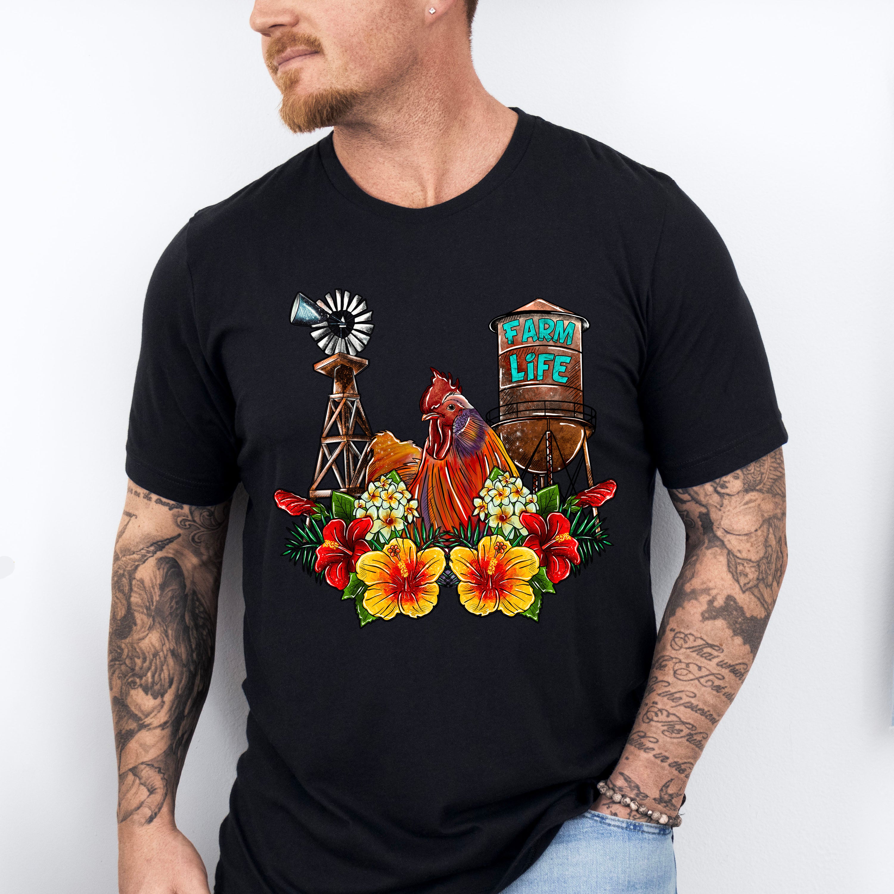 Farm Life Rooster Design - Farm Animals Unisex Crewneck T-Shirt Sweatshirt Hoodie