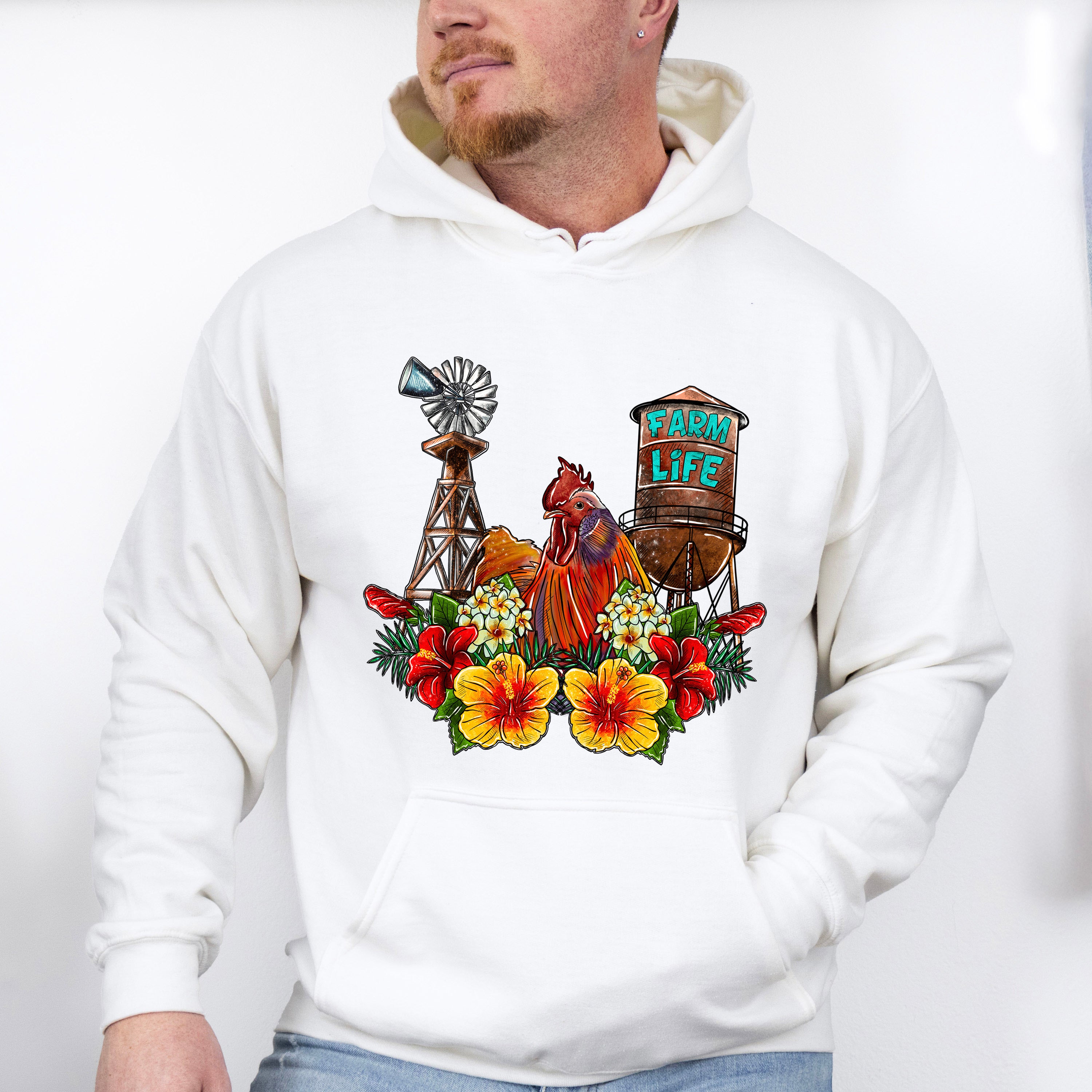 Farm Life Rooster Design - Farm Animals Unisex Crewneck T-Shirt Sweatshirt Hoodie