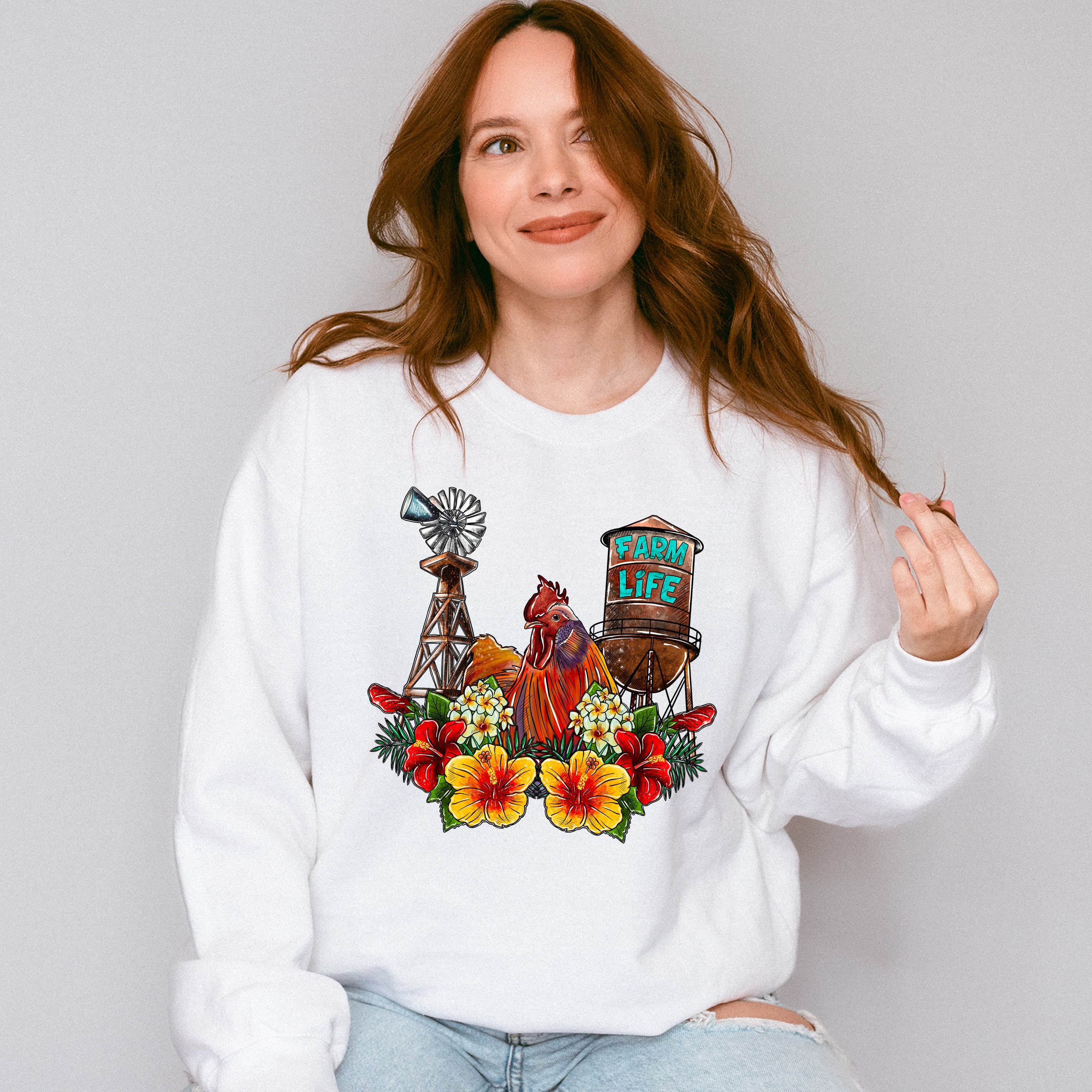 Farm Life Rooster Design - Farm Animals Unisex Crewneck T-Shirt Sweatshirt Hoodie